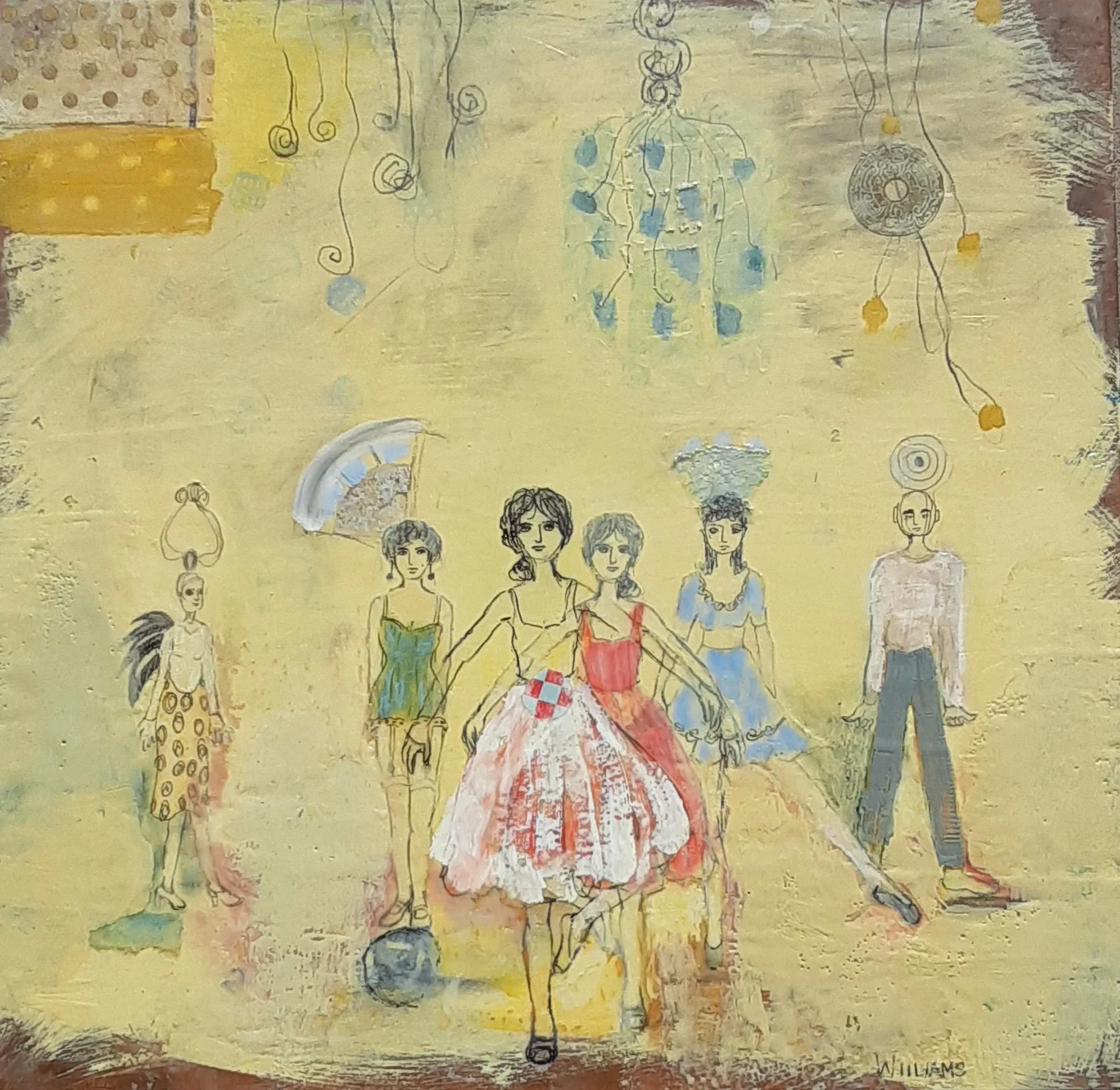 Performance, encaustic and mixed media, 24" x 24"