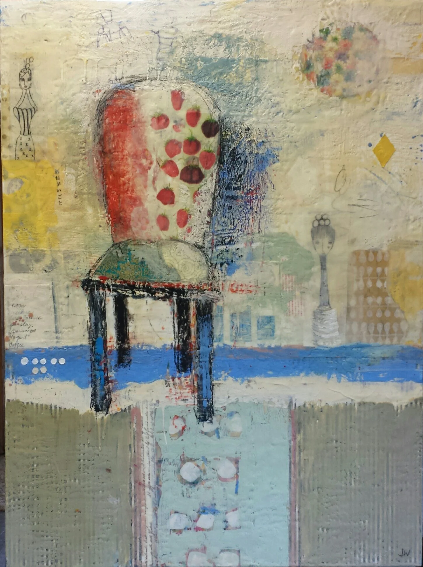 Domestic, encaustic and mixed media, 40" x 30"