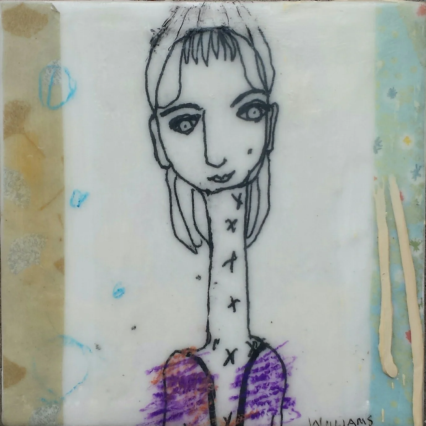 Resolute, encaustic and mixed media, 10" x 8"