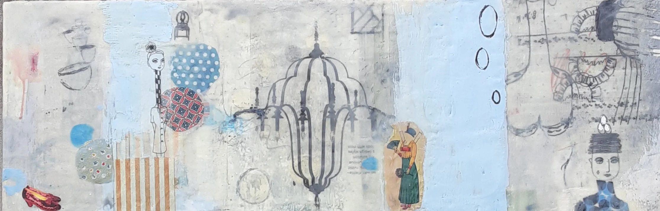 Fantasy, encaustic and mixed media, 12" x 36"