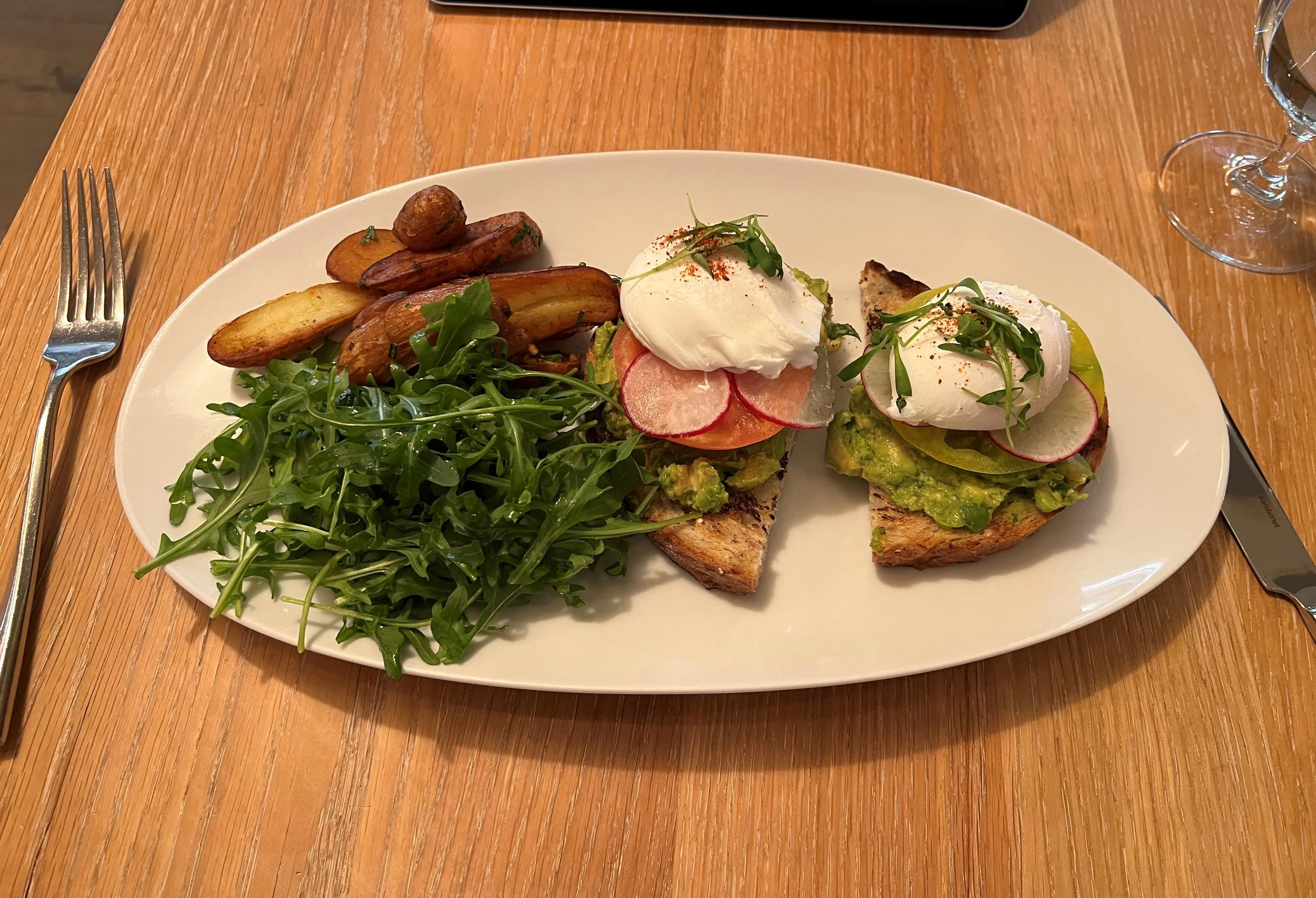 My final morning: a Avocado &amp; Heirloom Tomato Toast ($21)