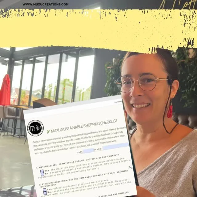 This is the reminder that you have available in the link in bio (or DM and I will send it to you), a resource that I created for you:
🌎 The MuXu Sustainable Shopping Checklist.
Think of it as your shopping companion. A gentle guide that helps you pa