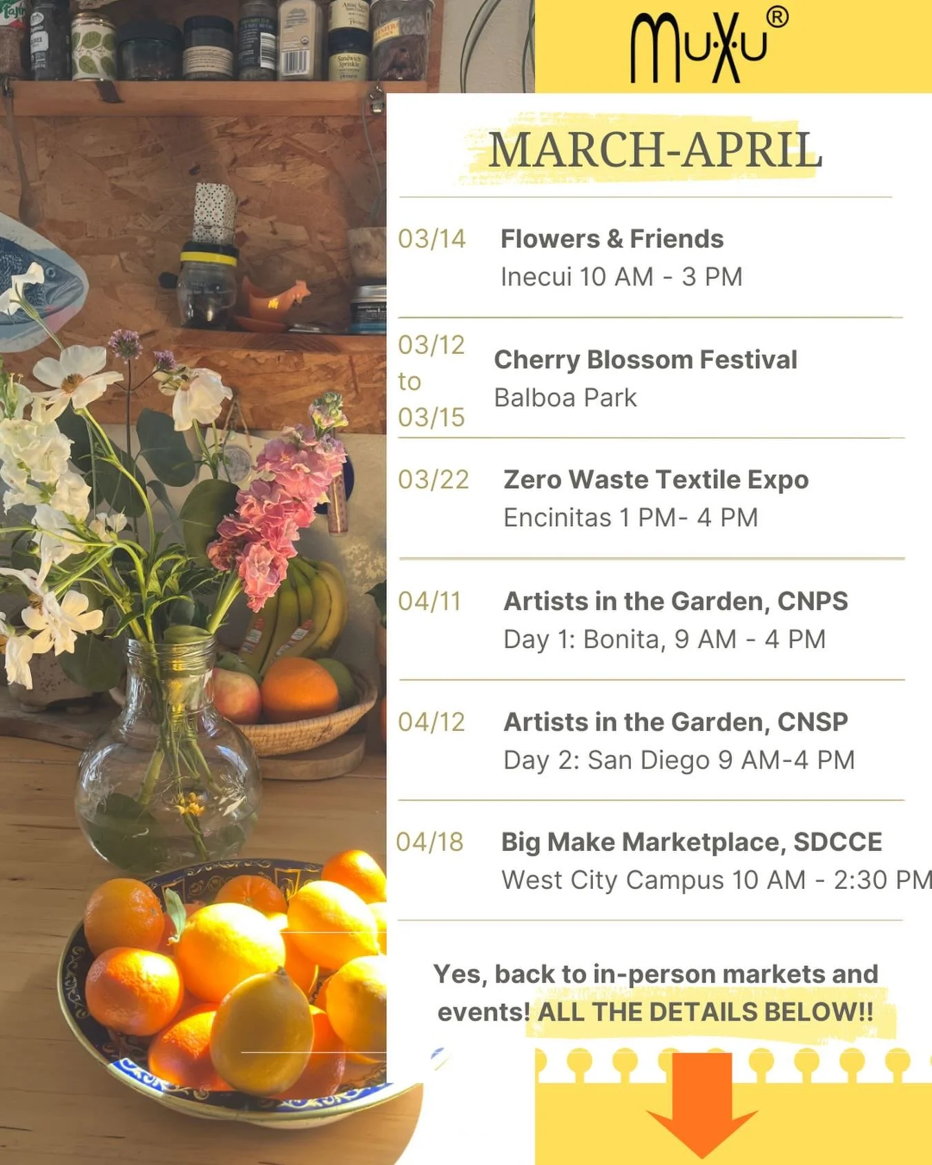 MuXu is back! 

After a month recovering from surgery, I am returning just in time for Earth Month. And there are many opportunities for you to enjoy nature, outdoor activities and stay connected.

Here is a calendar for the weeks ahead:

📅 03/14 | 