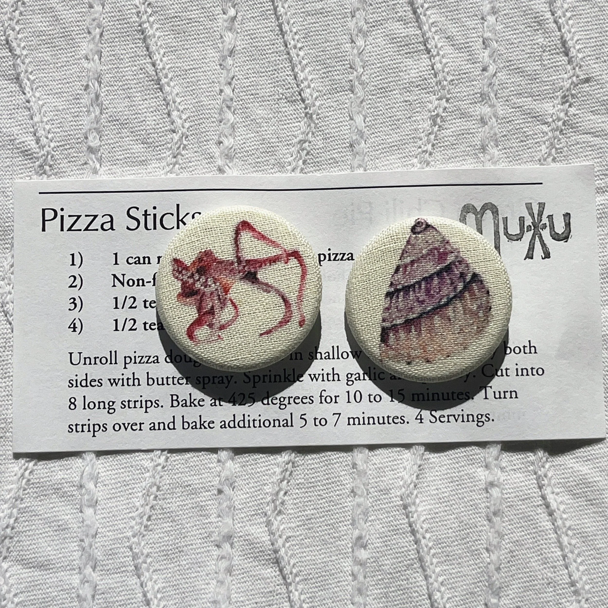 Fabric Pin From Watercolors Print: Art in Miniature, Octopus and Wavy Shell