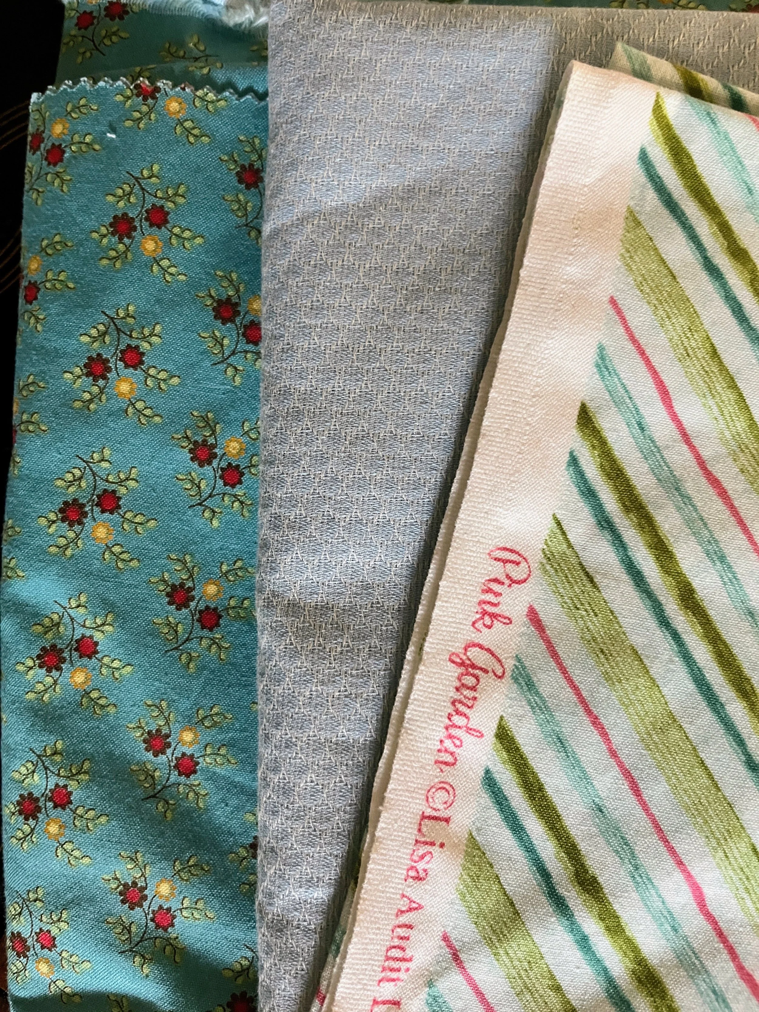 Blue Set: 3 Pieces of Fabric (Vintage Cotton and Blend) approx. 12" each or more