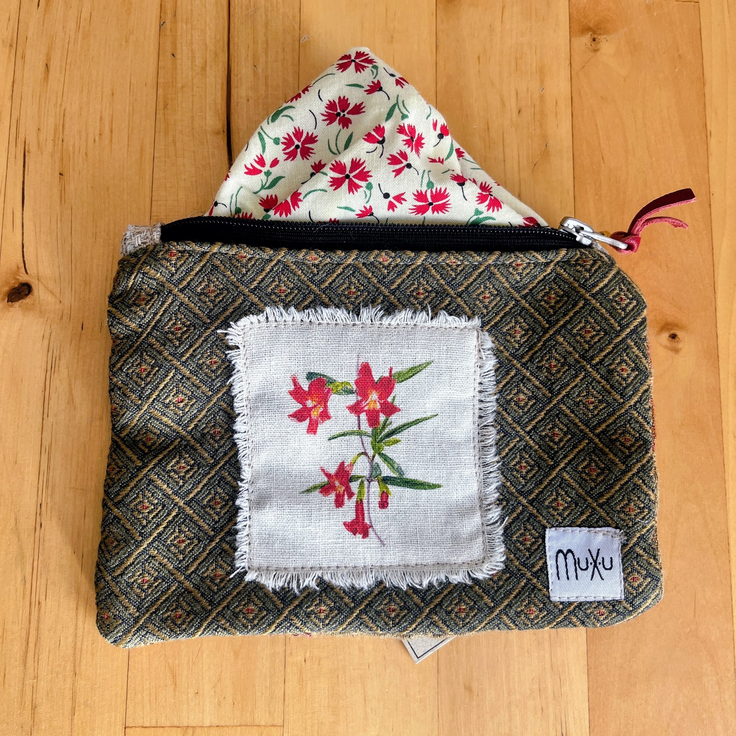 Handmade Zipper Pouch with Watercolors Print: Monkeyflower