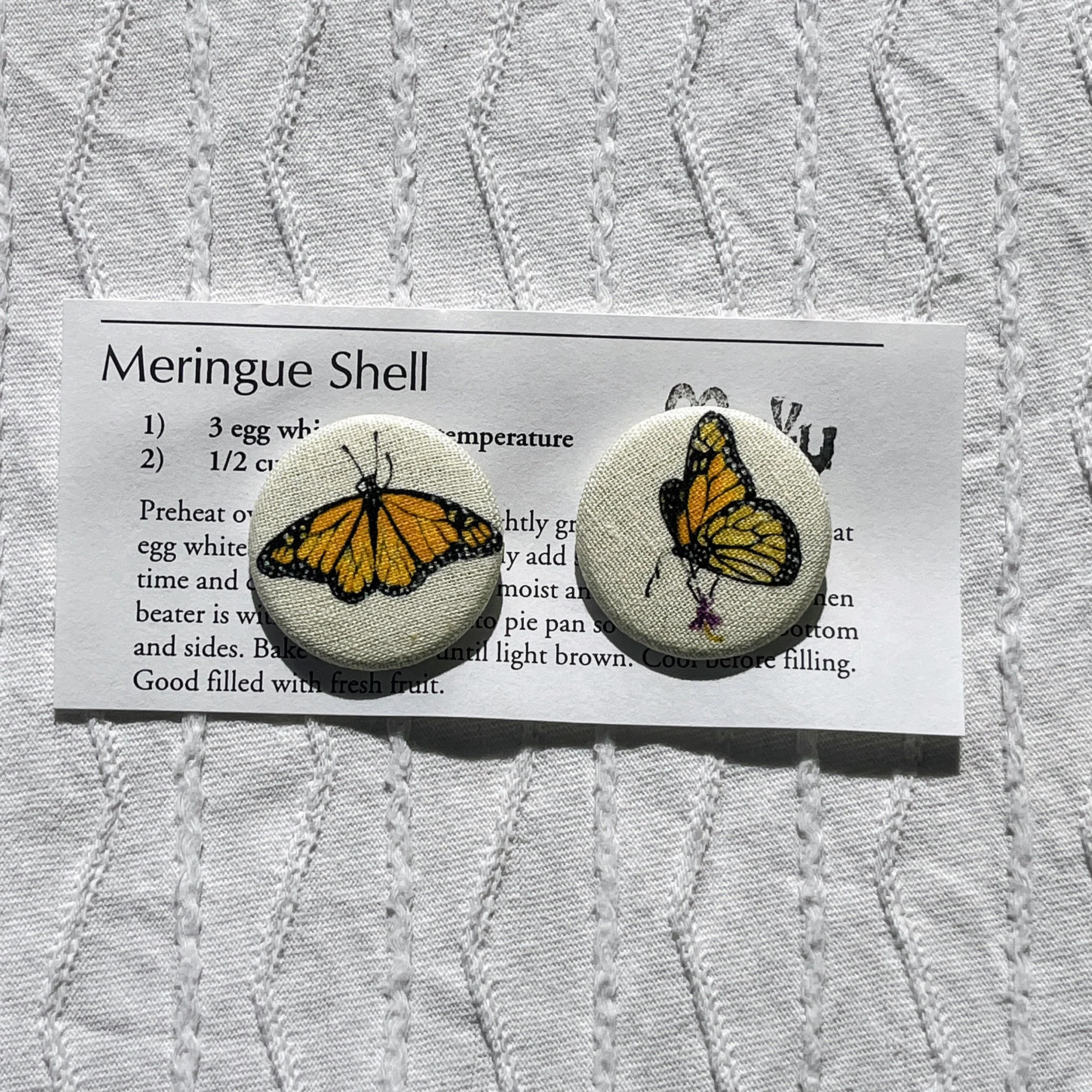 Fabric Pin From Watercolors Print: Art in Miniature, Monarchs