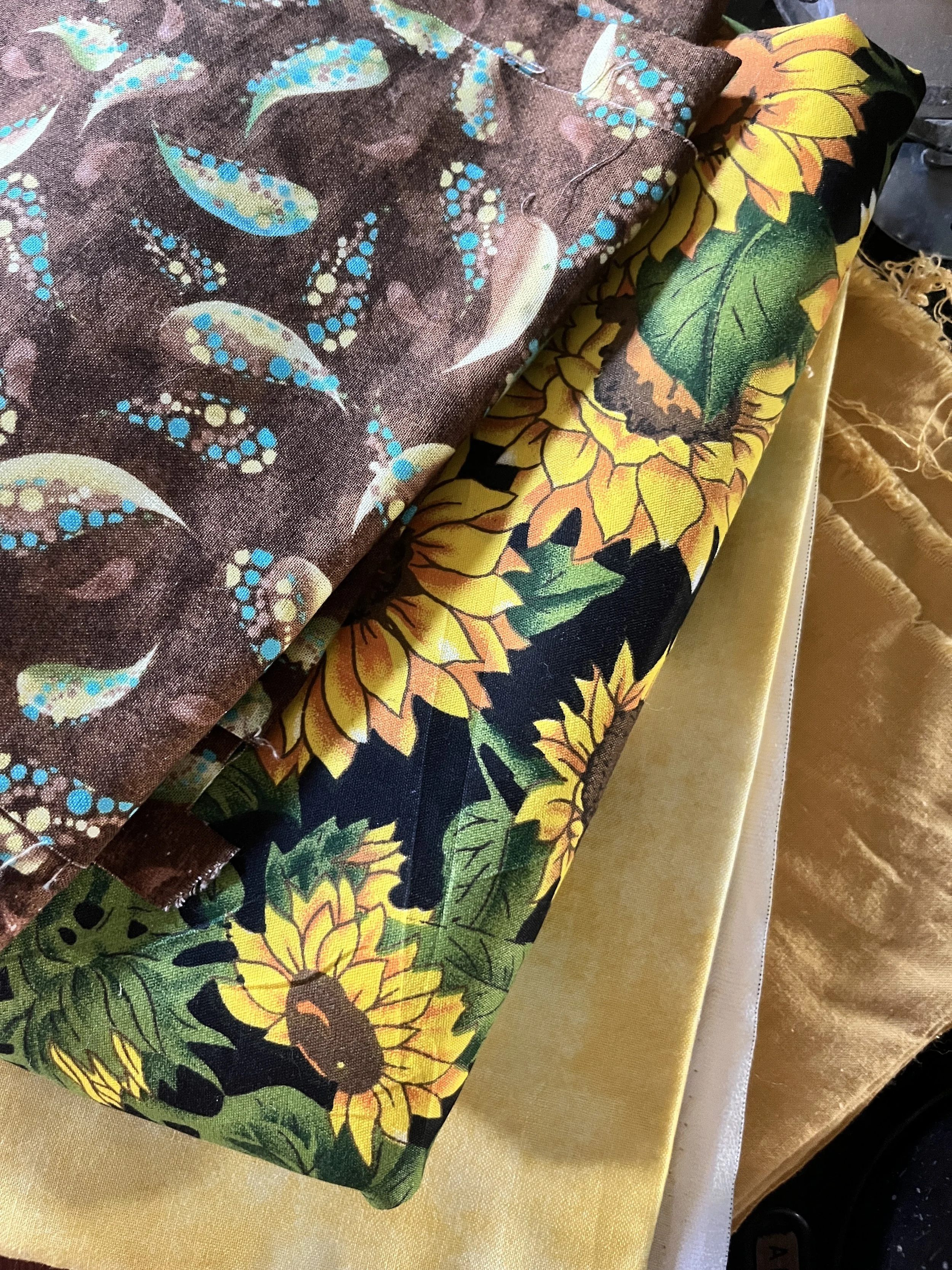 Yellow Set: 4 Pieces of Fabric (Cotton) approx. 12" each or more