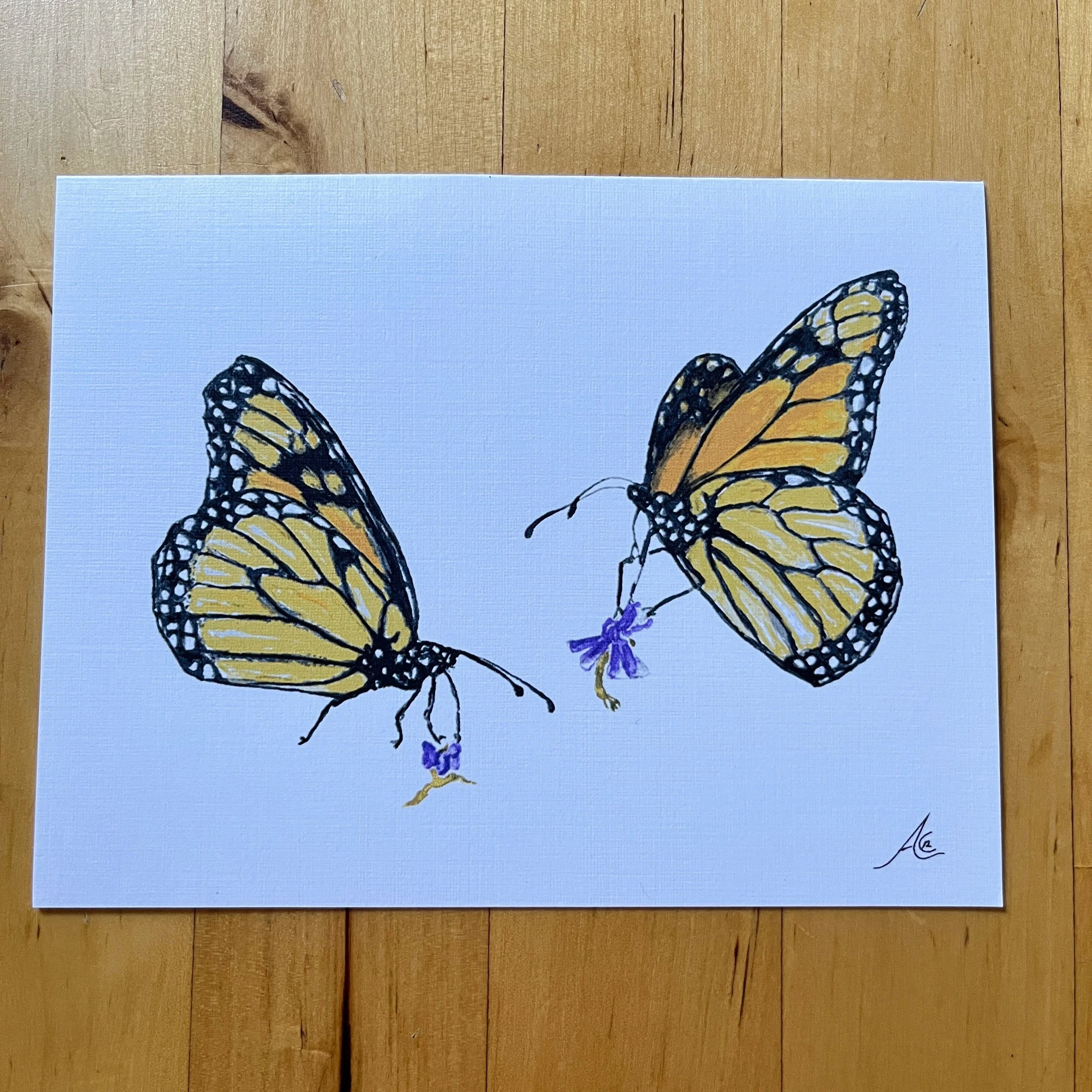 Butterflies Collection: Greeting Cards From Watercolors, Two Monarchs