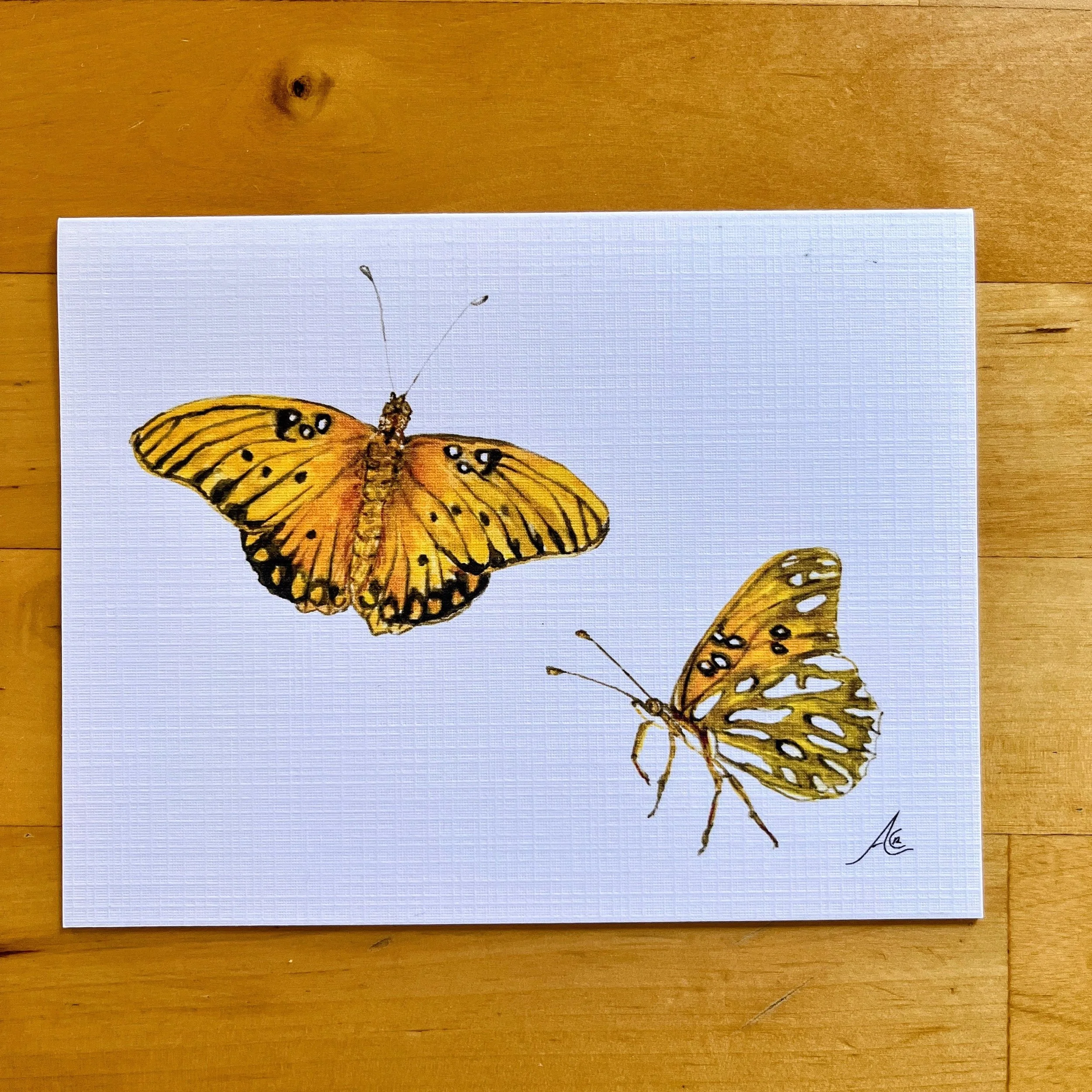 Butterflies Collection: Greeting Cards From Watercolors, Gulf Fritillary Or Passion Butterfly