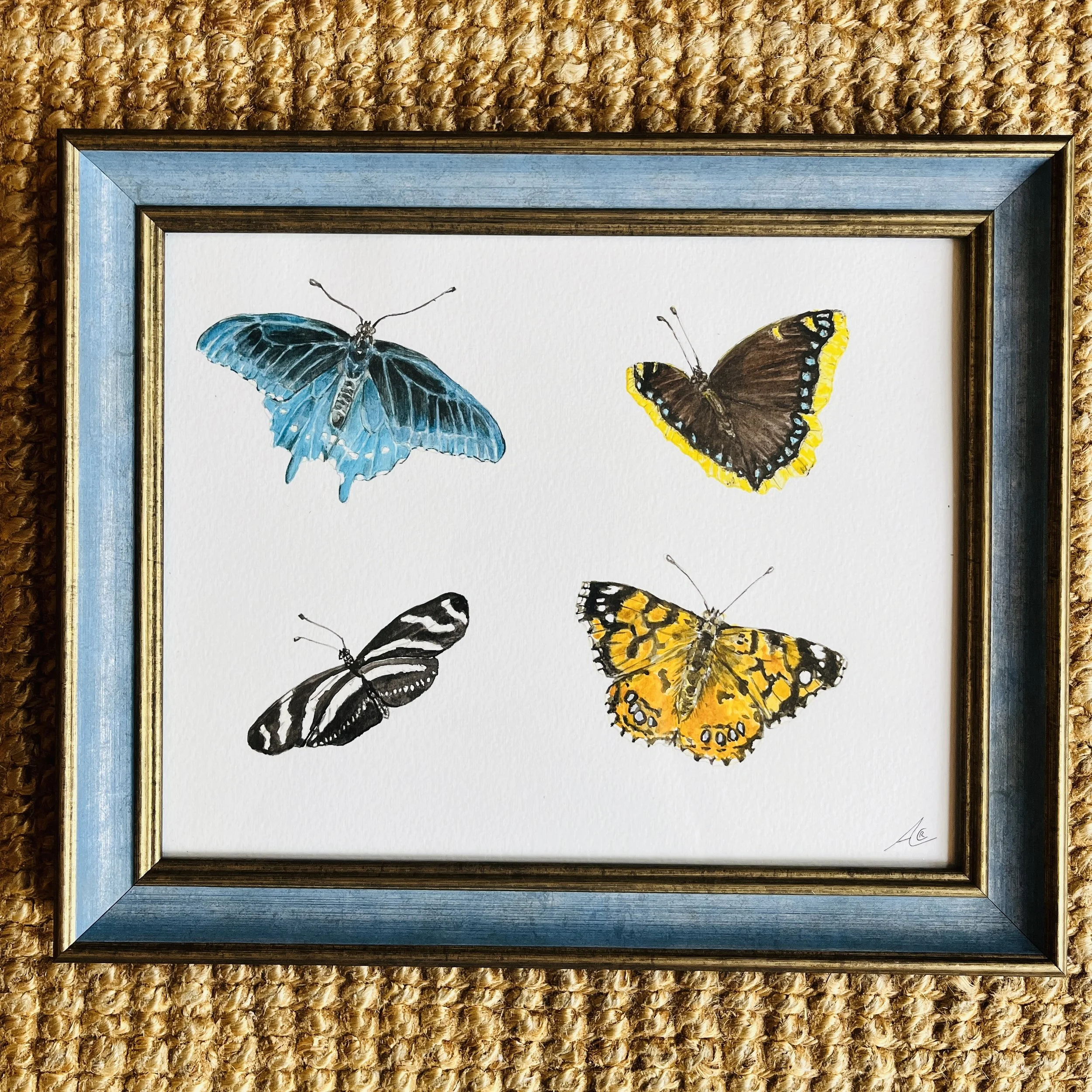 Original Watercolor Painting (Framed): California Butterflies