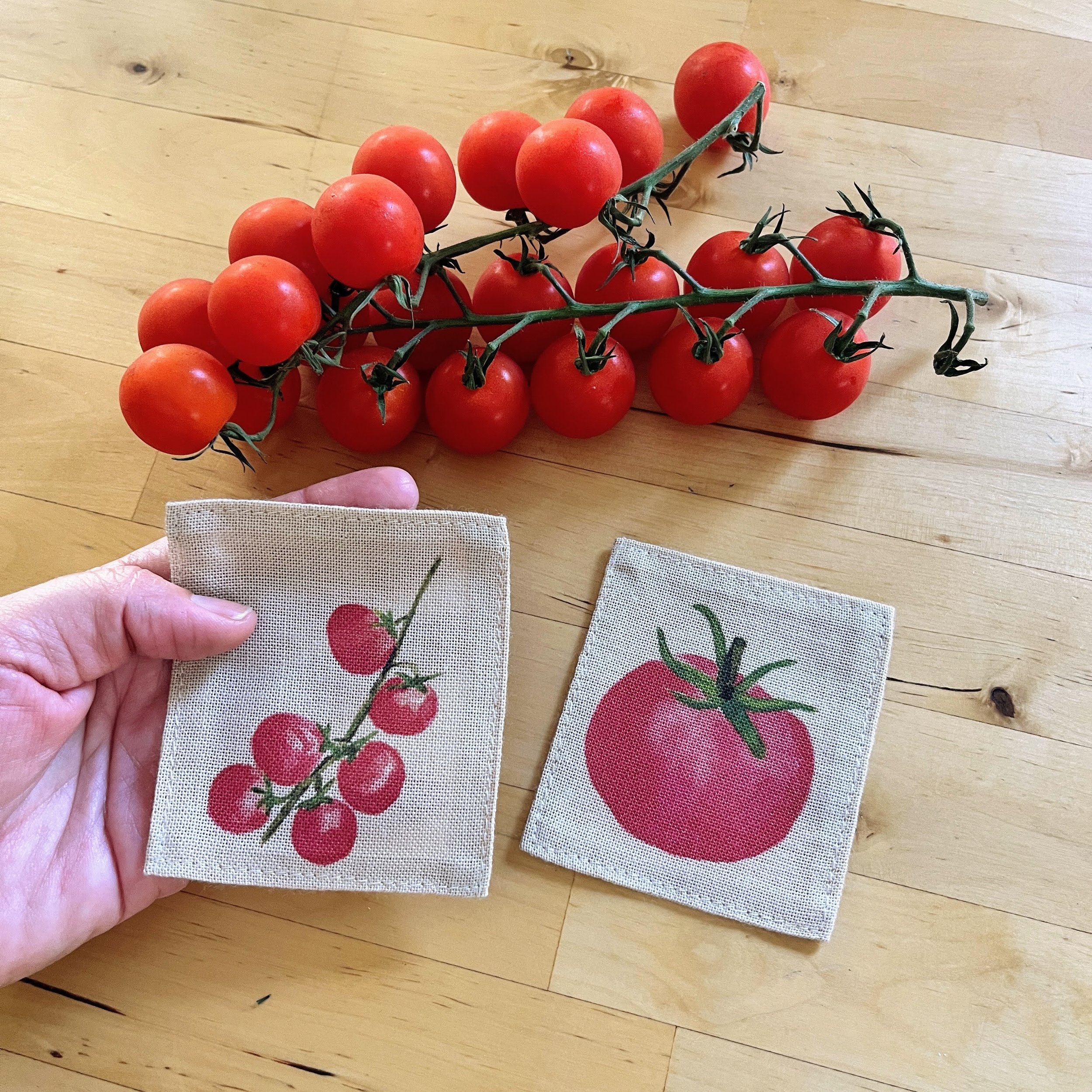 Flowers Sew-On Patch Set Tomatoes: Original Watercolor of Flowers Printed for Creative Projects with MuXu