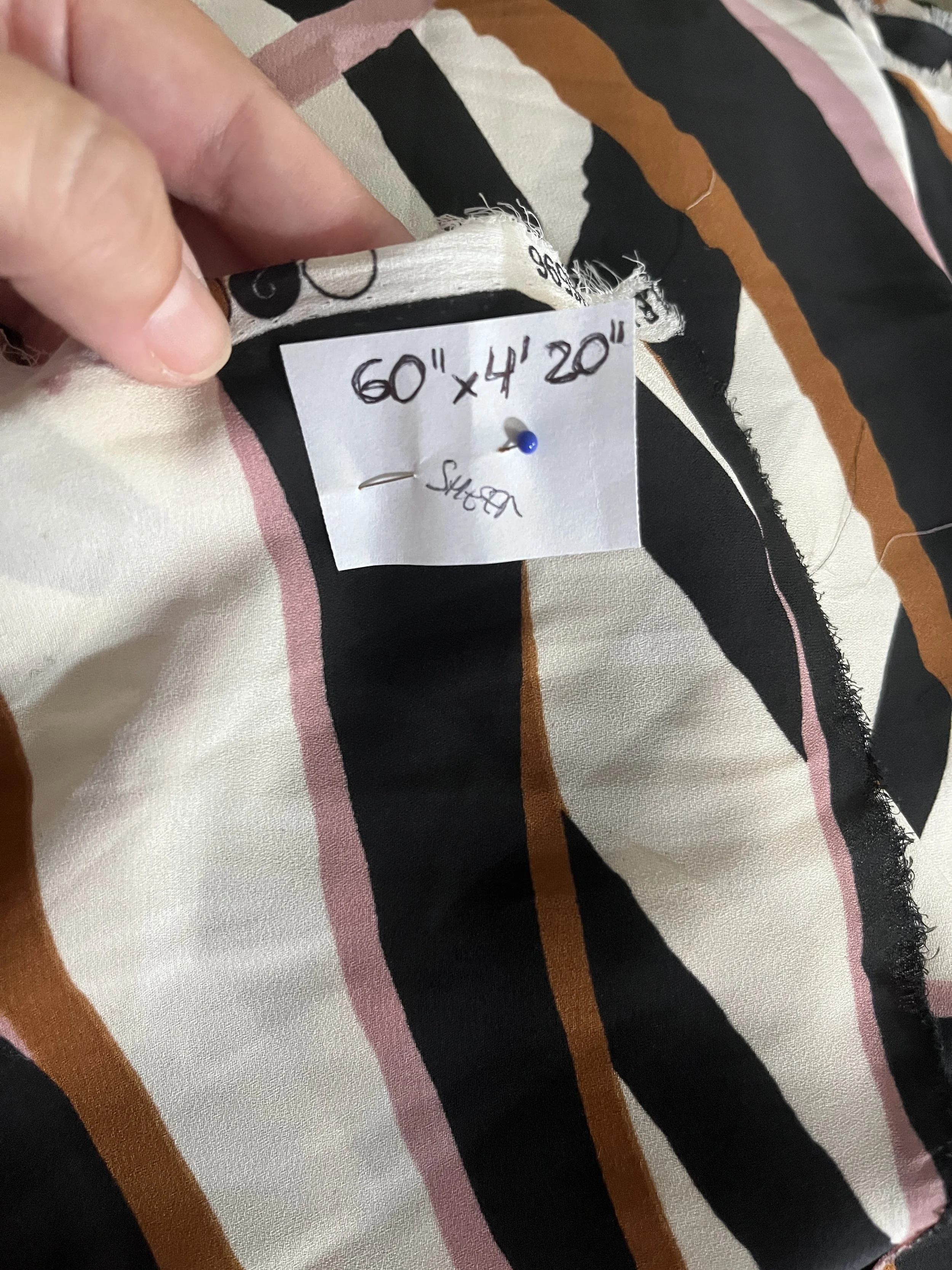 Fluid Pink, Black, White and Brown Sheer, Piece of 4 yards