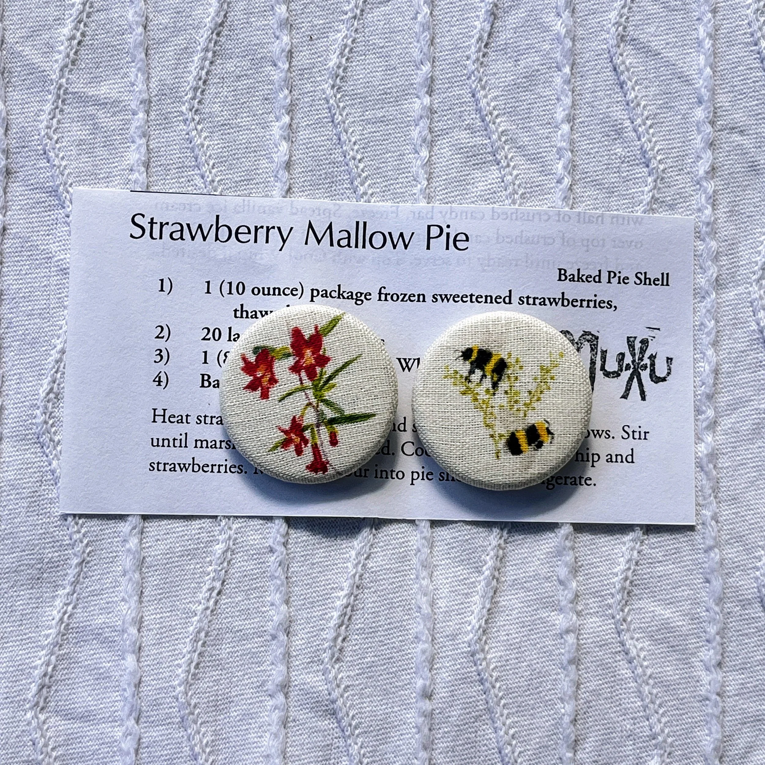 Fabric Pin From Watercolors Print: Art in Miniature, Monkeyflower and Bee