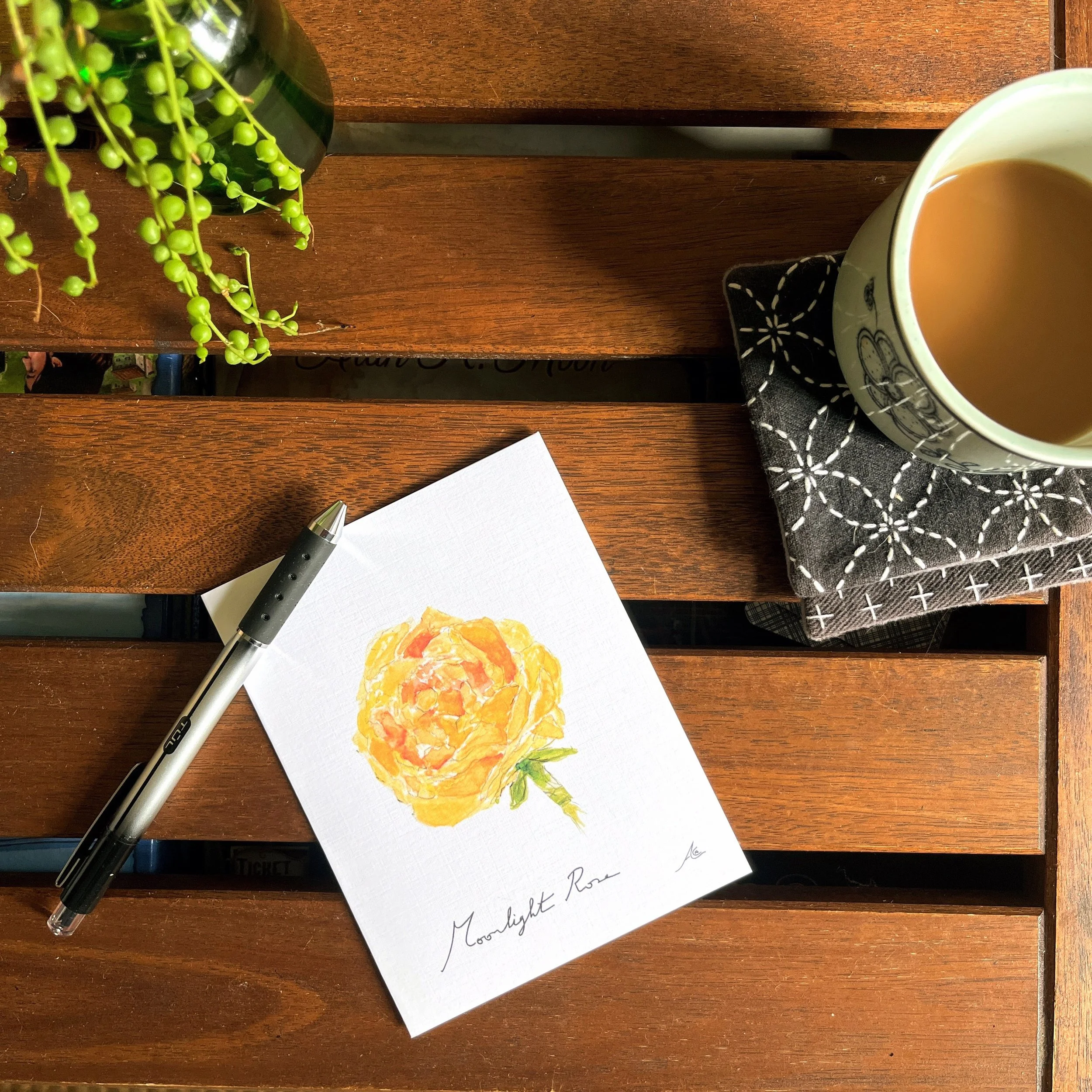 Greeting Cards From Our Watercolors: Moonlight Rose