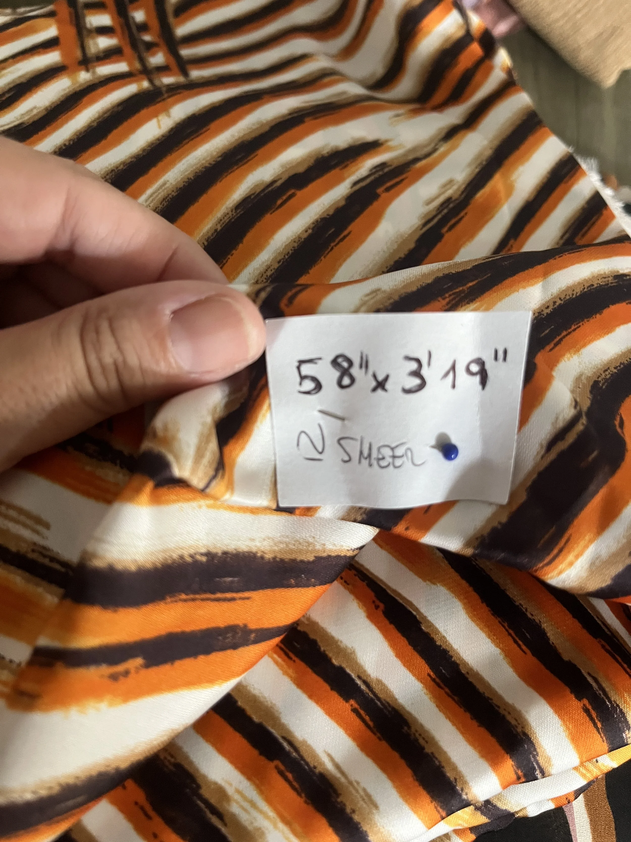 Off White, Orange and Brown Sheer, Piece of 3 yards