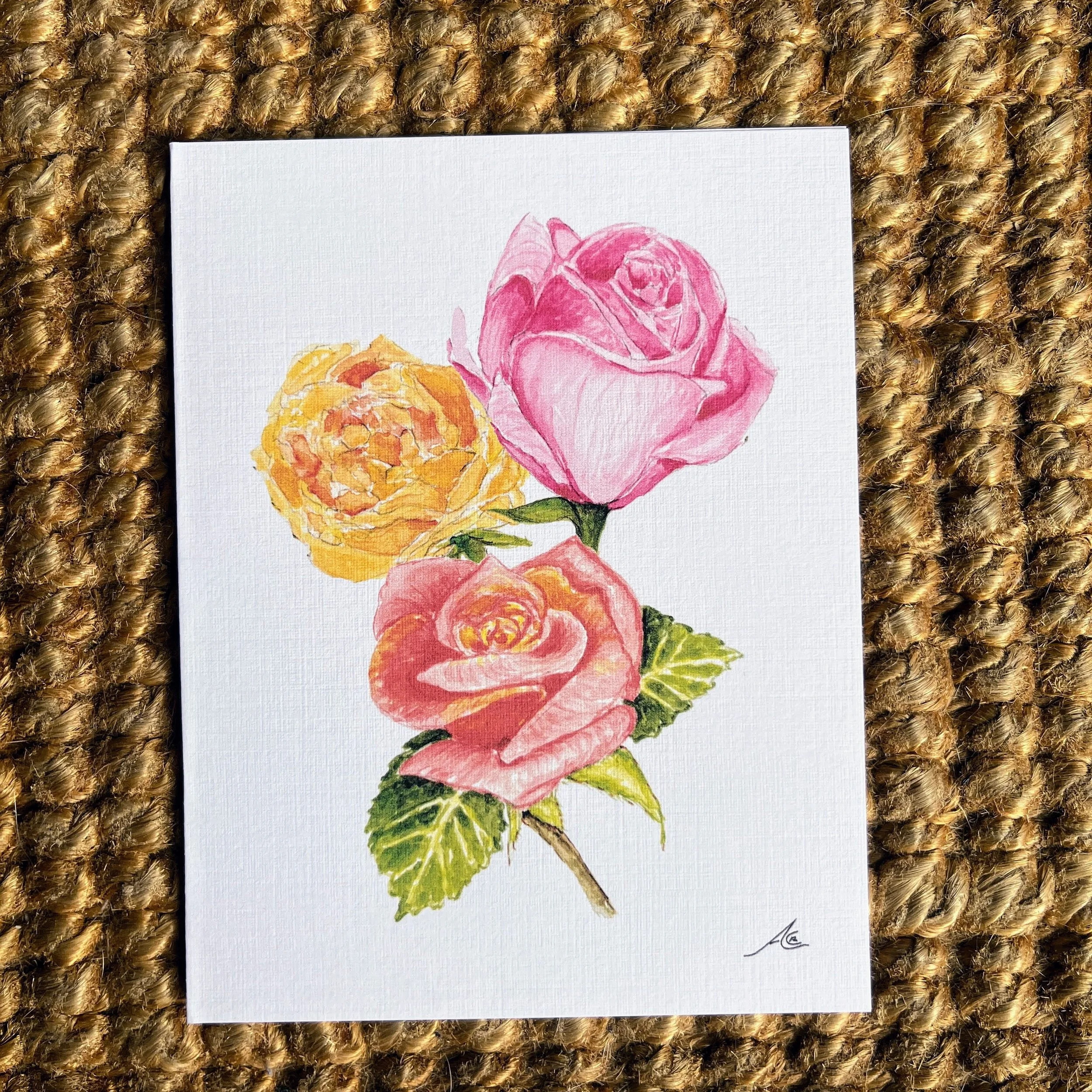 Greeting Cards From Our Watercolors: The Three-Rose Bouquet