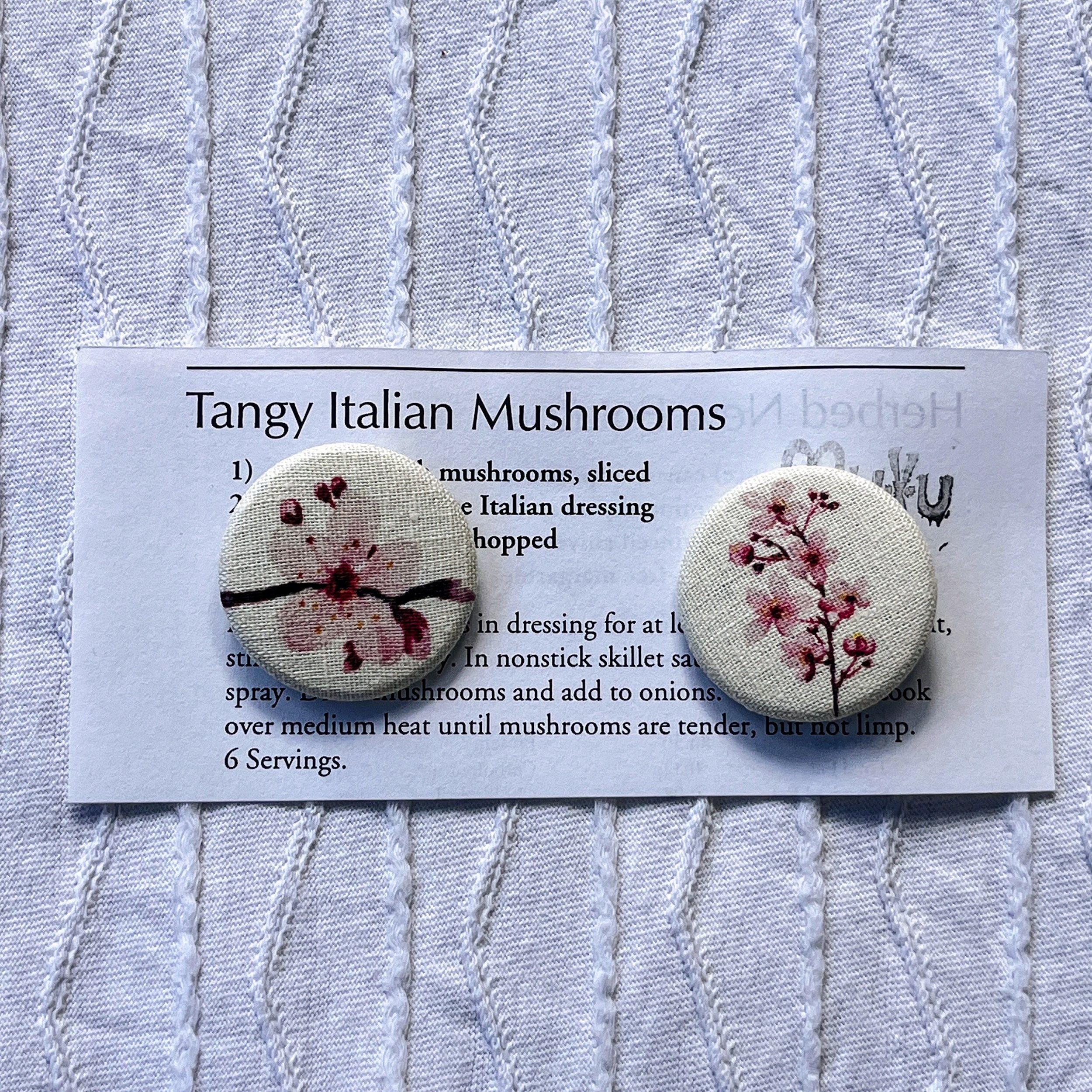 Fabric Pin From Watercolors Print: Art in Miniature, Cherry Blossom