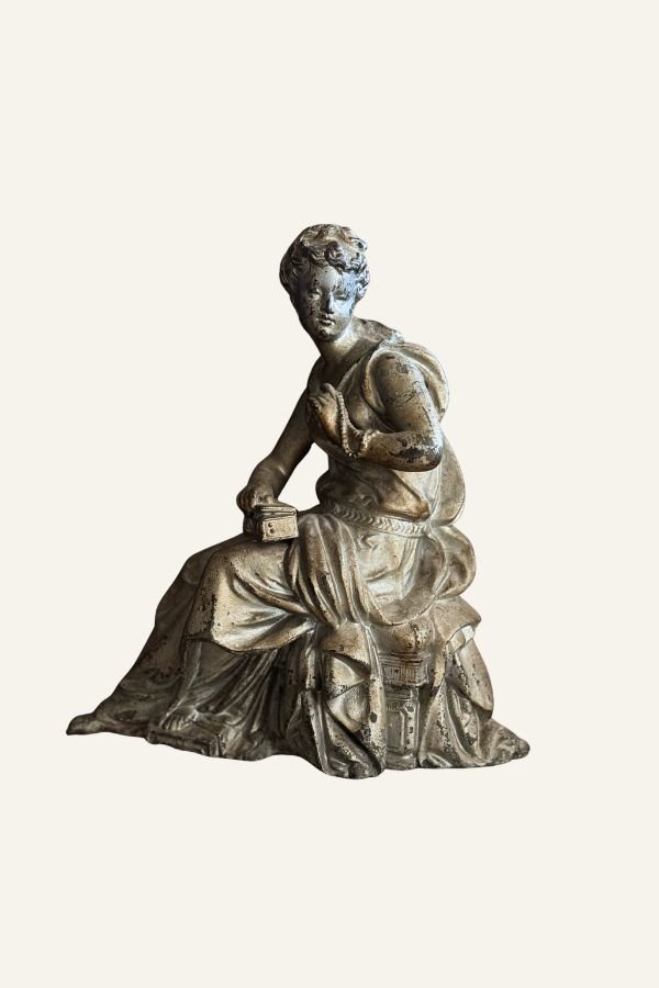 Spelter Lady clock top 1800s antique