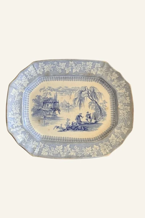 Blue & white transfer ware platter