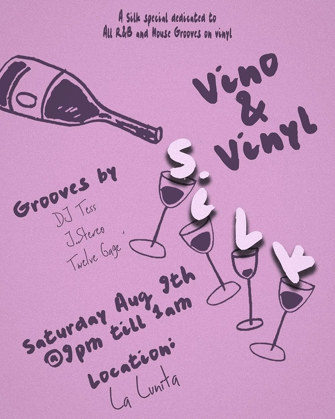 💫This Saturday 8/9, it&rsquo;s all records, all R&amp;B and house goodness at @lalunita_logan for a very special edition of @silk_chicago. Come vibe and imbibe with SILK as we curate a cozy night of vinyl, wine &amp; cocktails at Logan Square&rsquo;