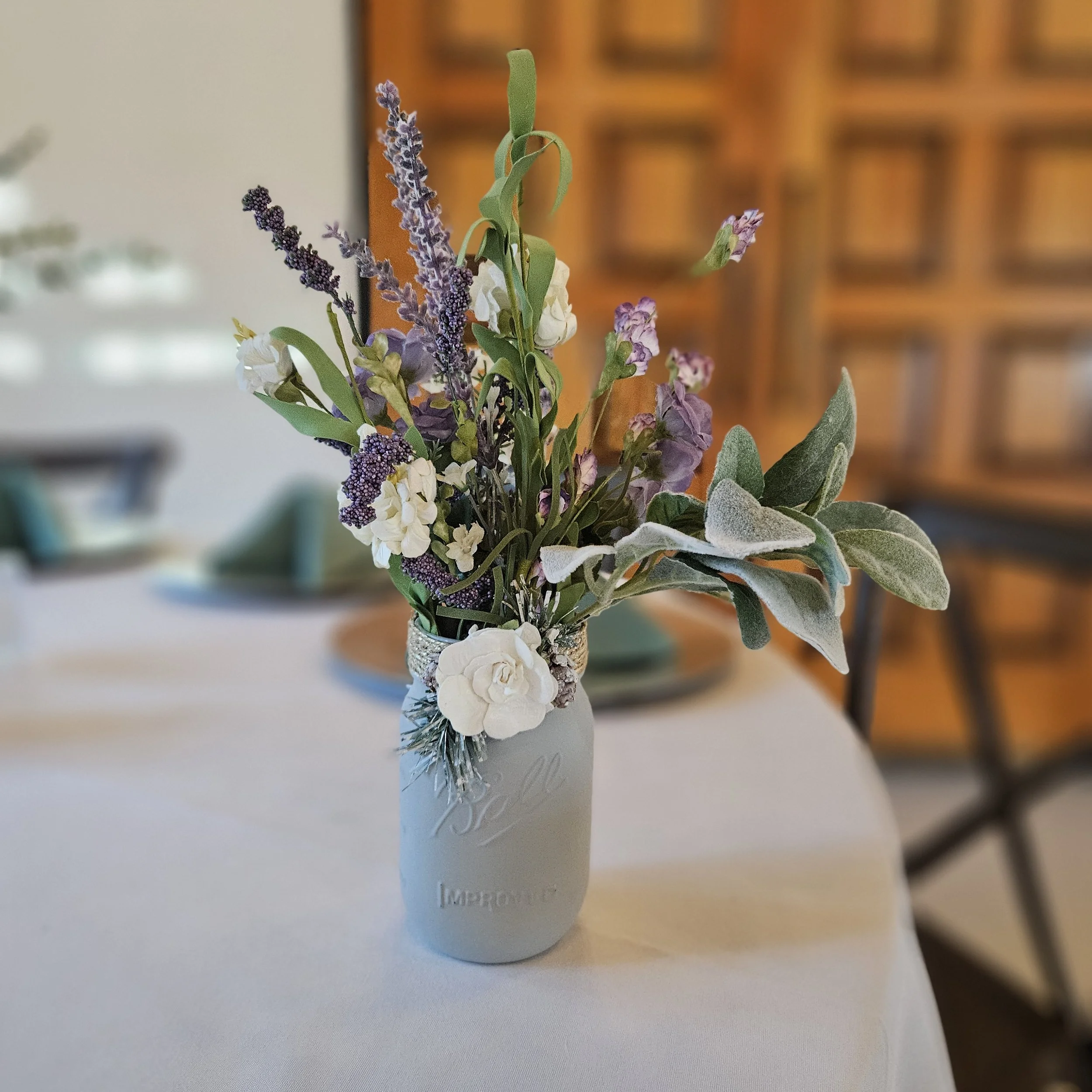 Purple Mason Jar w/ Floral