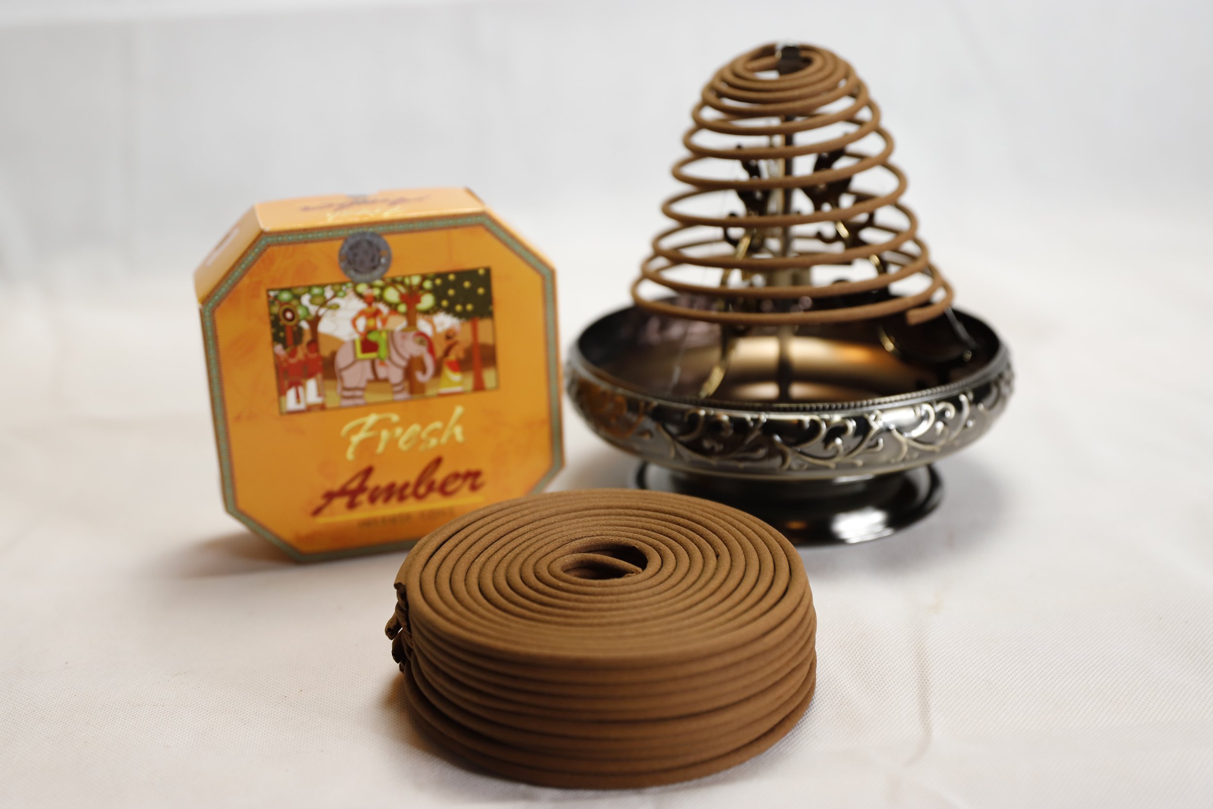 Darshan Bronze Incense Coil Holder with Darshan Amber Incense Coils
