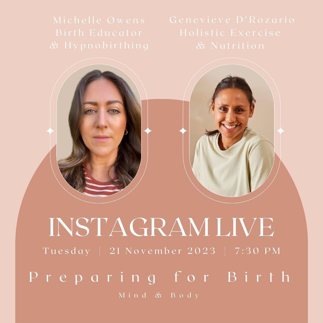 Join me for an Instagram Live Chat with Genevieve from @genergise on Tues 21/11 7:30pm (AEST) to learn about practical ways you can Prepare your Mind and Body for Labour and Birth 🧡

Don&rsquo;t miss out!
.
.
.
.
.
.
.
.
.
.
.
.

#MelbourneMums #Pre