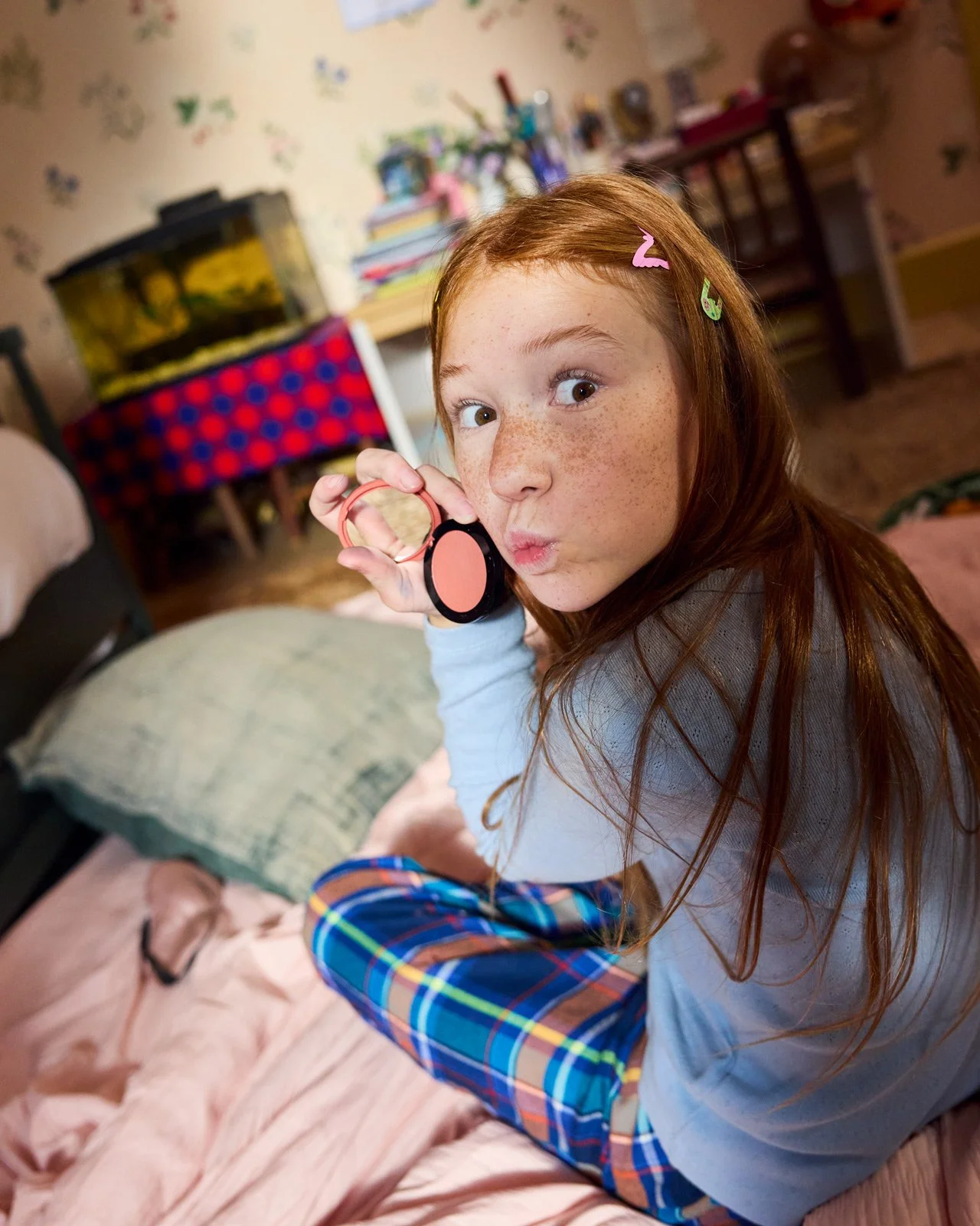 Pre Teens dancing in bedroom