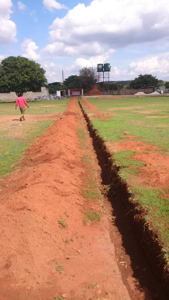 120m trench from the borehole to the tank