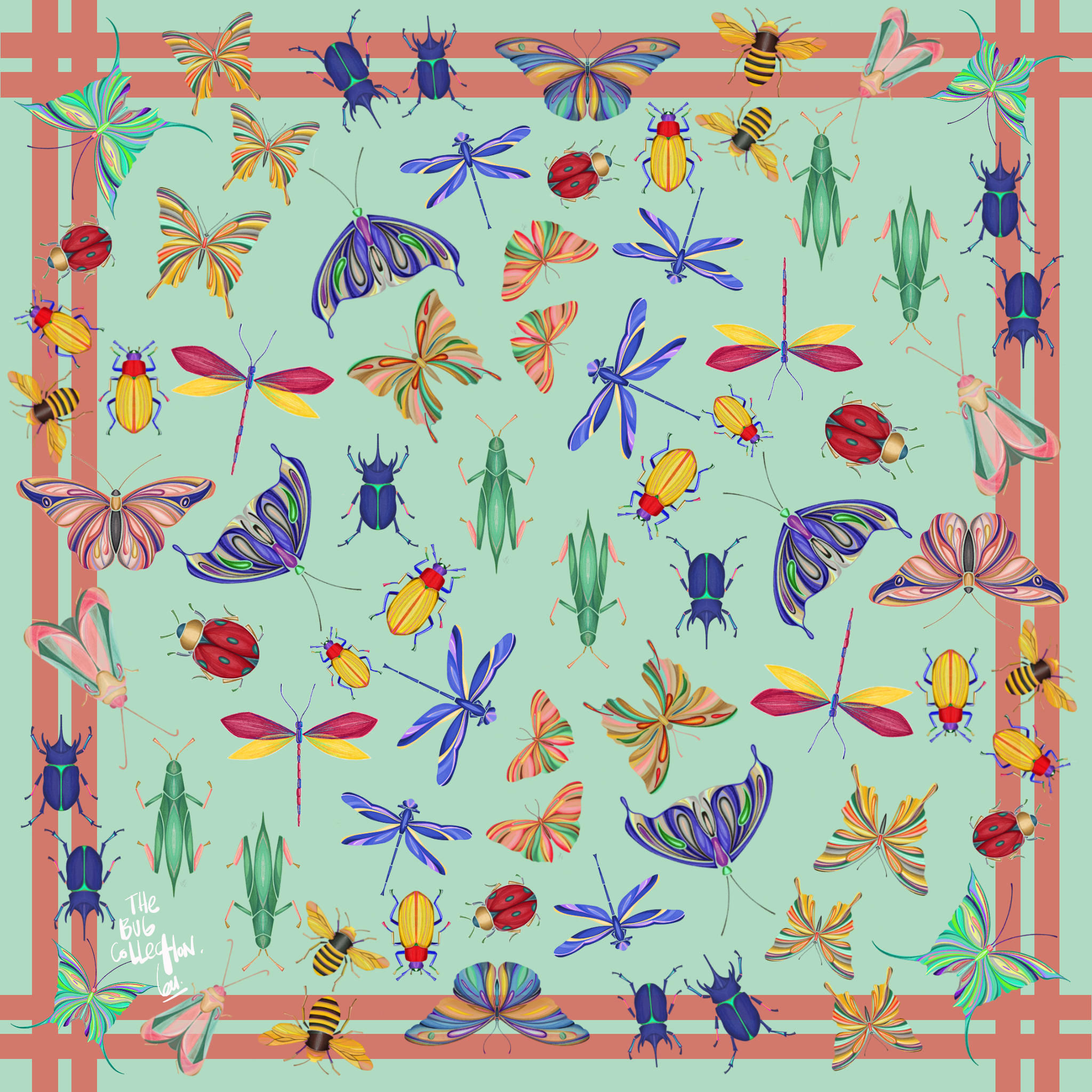 PANUELO PEQUENO 1 UINIDAD. MINT GREEN AND PINK. .PNG