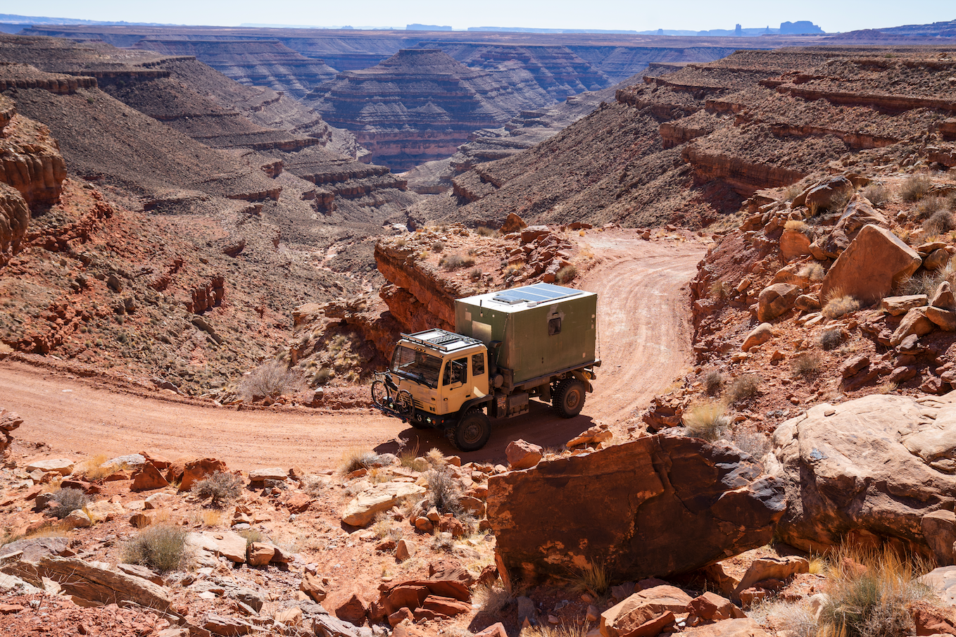 overland lmtv expedition truck camper traveling through southern utah dirt trails wanted