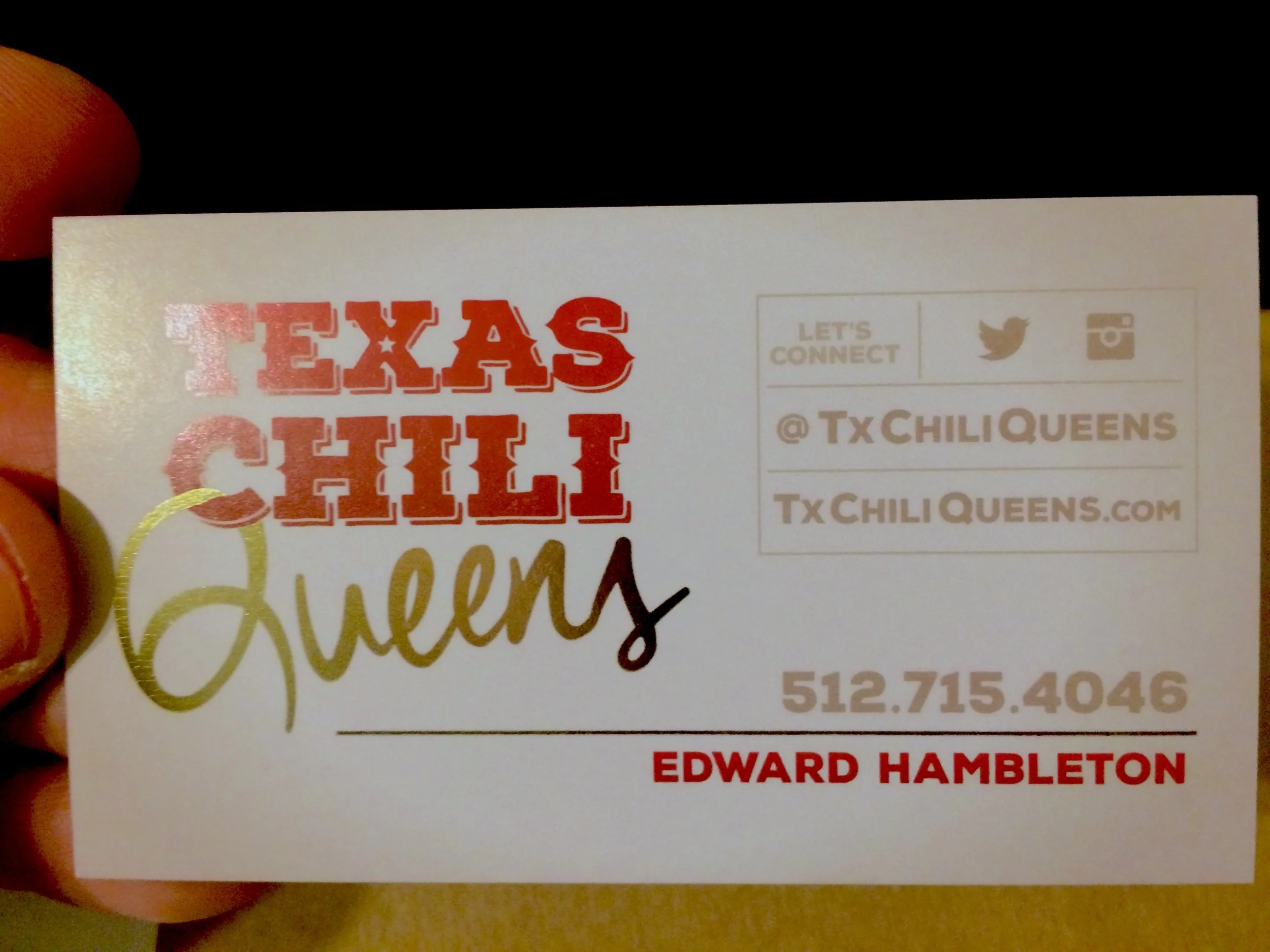 Texas Chili Queens Business Card Gold Foil Stamped