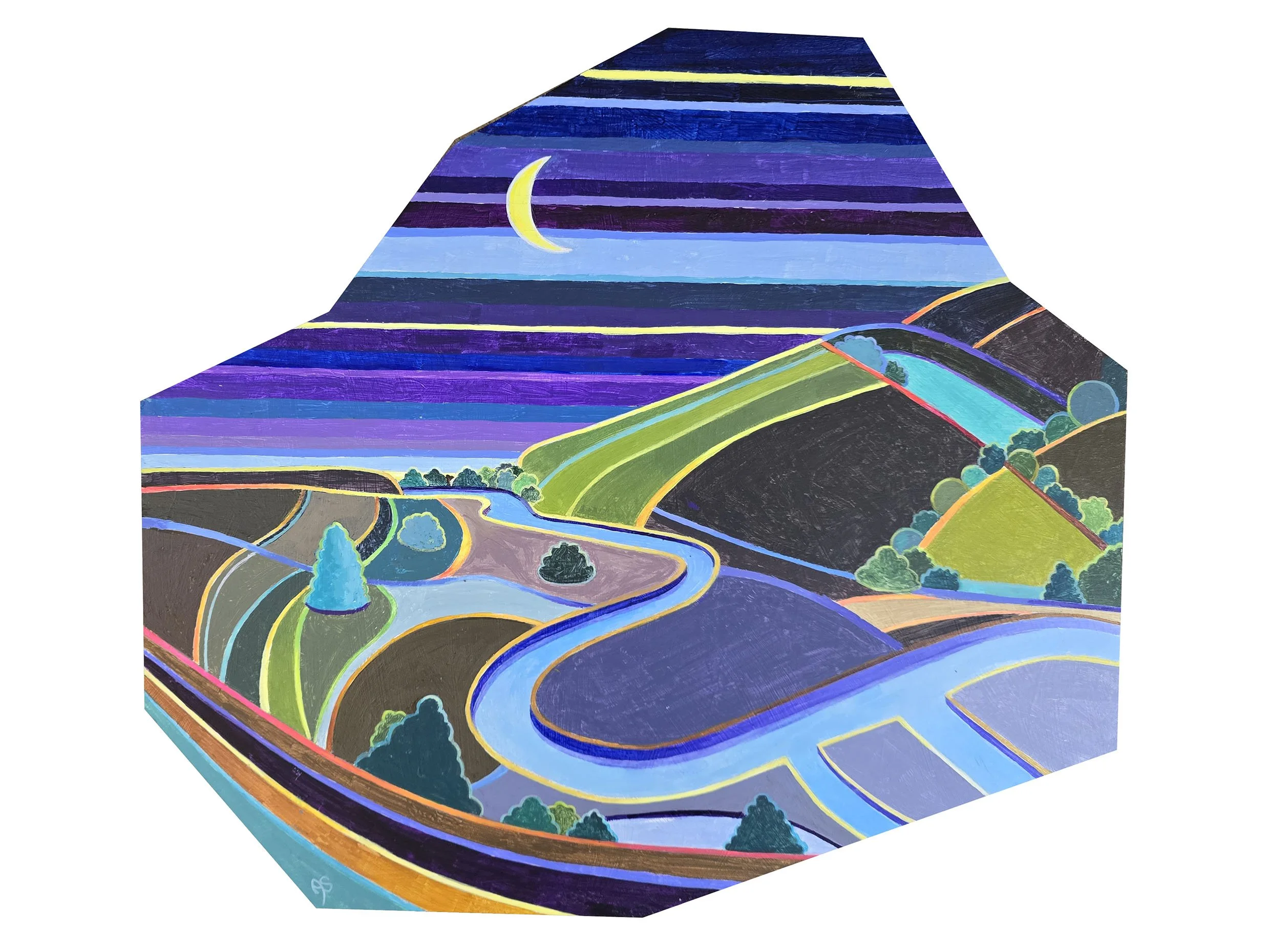 Andrea Shearing, A Small Sickle Moon Over Cuckmere Haven