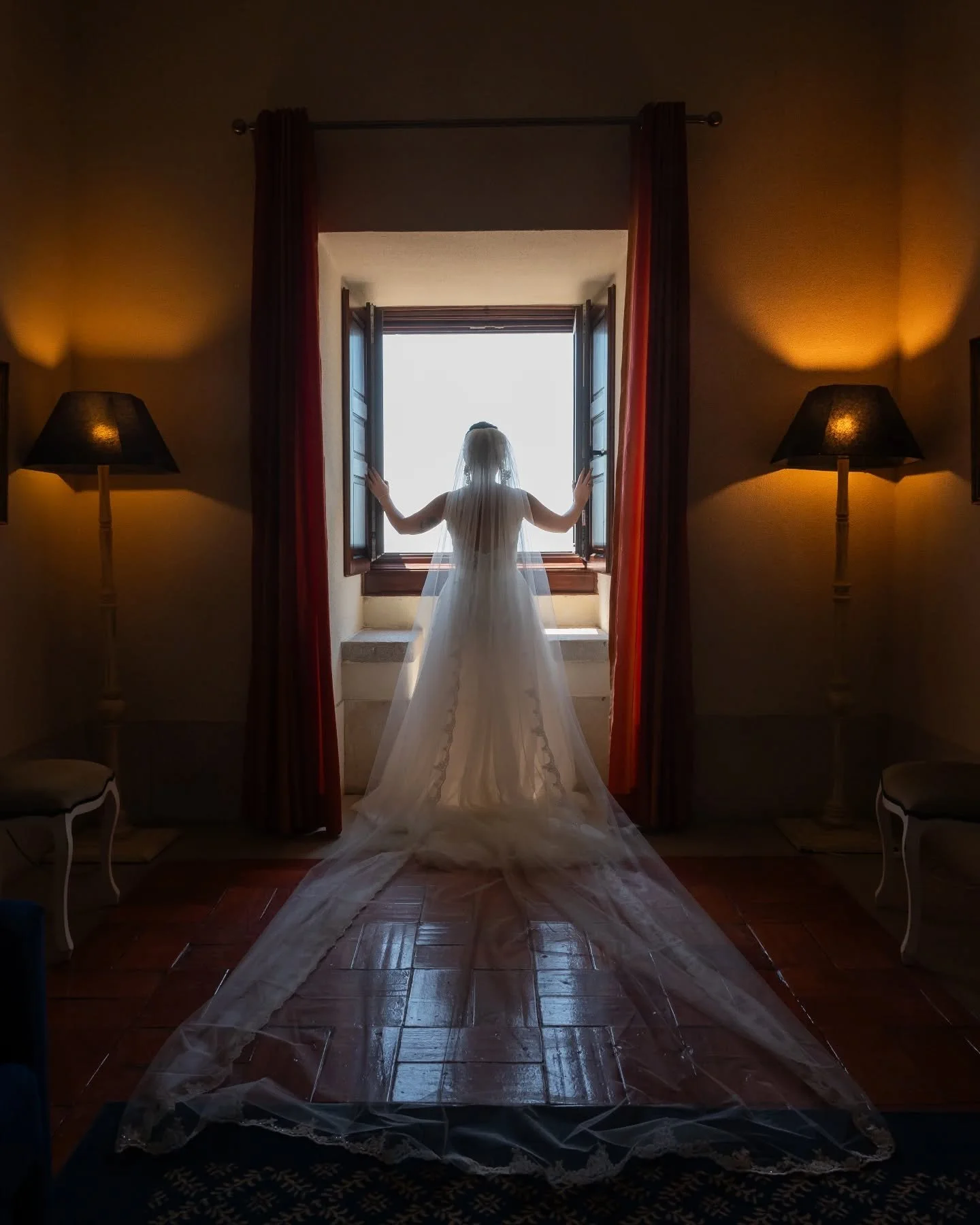 A nossa noiva Patr&iacute;cia momentos antes de sair da pousada de Palmela