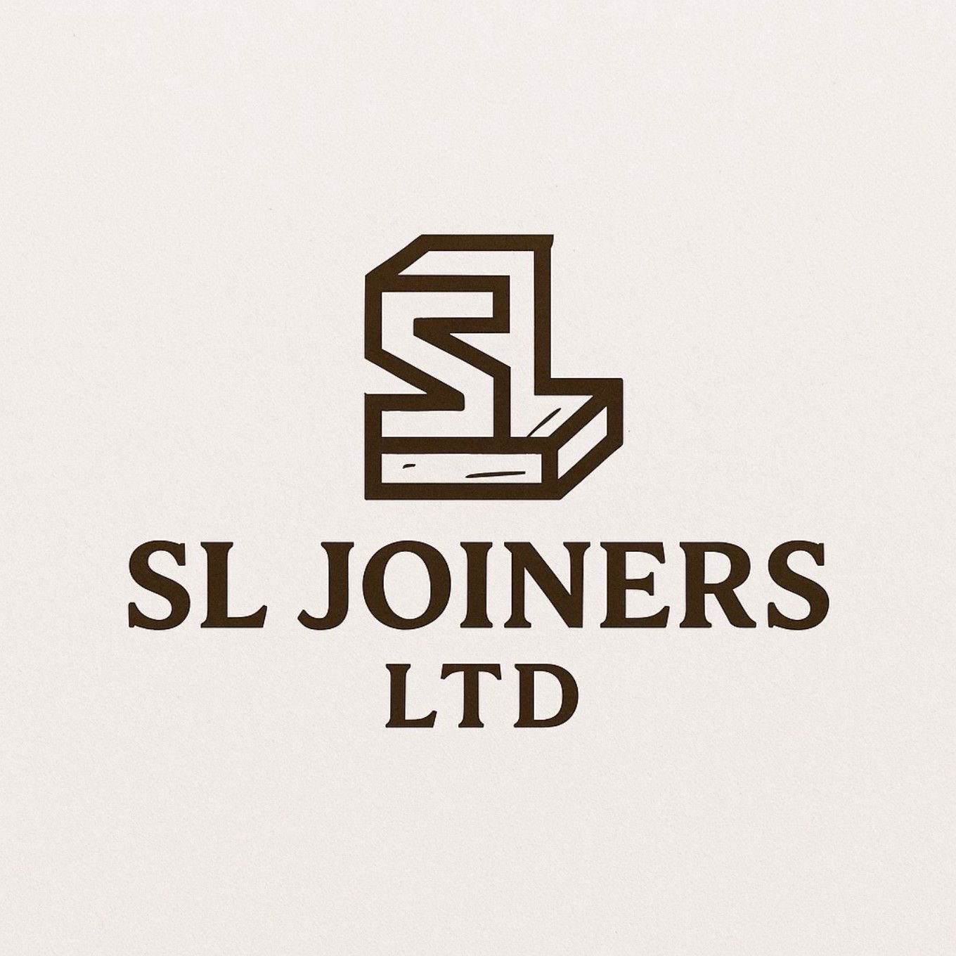 Logo of SL JOINERS LTD featuring a stylized three-dimensional letter S and L in black, with the company name and LTD underneath in capital letters.