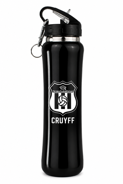 Tiki Taka Black Aluminium Insulated Water bottle - Flip straw