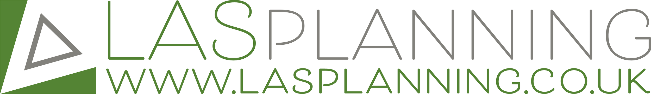 A logo for LAS Planning with a green triangle and stylized text 'LAS Planning' and the website URL www.lasplanning.co.uk.