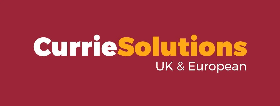 CurrieSolutions logo with text 'UK & European' on a red background