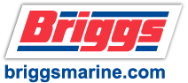 Briggs Marine logo with red, white, and blue text and website URL briggsmarine.com