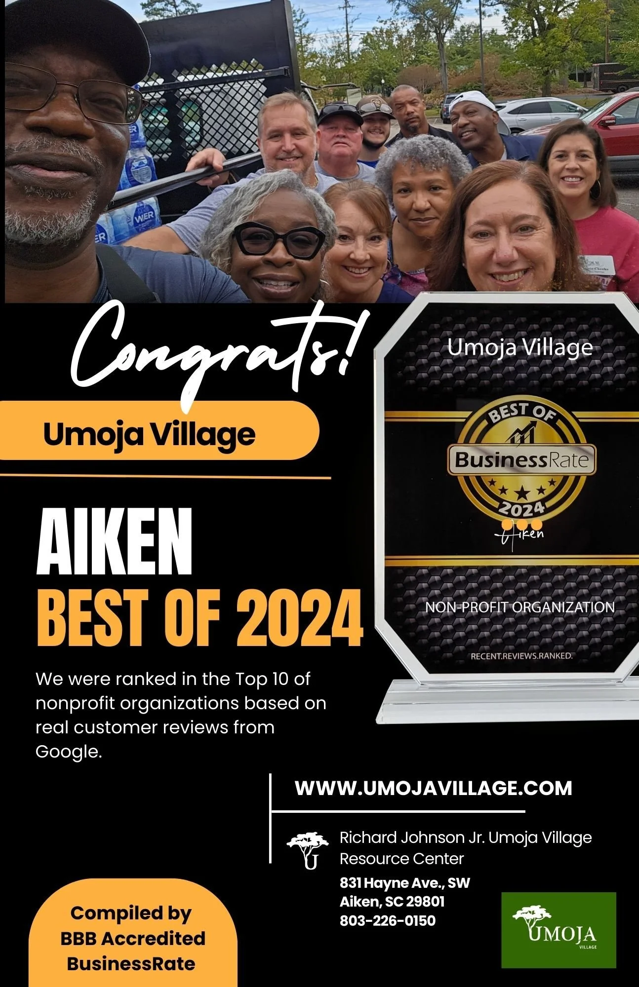 Umoja Village Ranked as One of the Best Nonprofit Organizations in Aiken