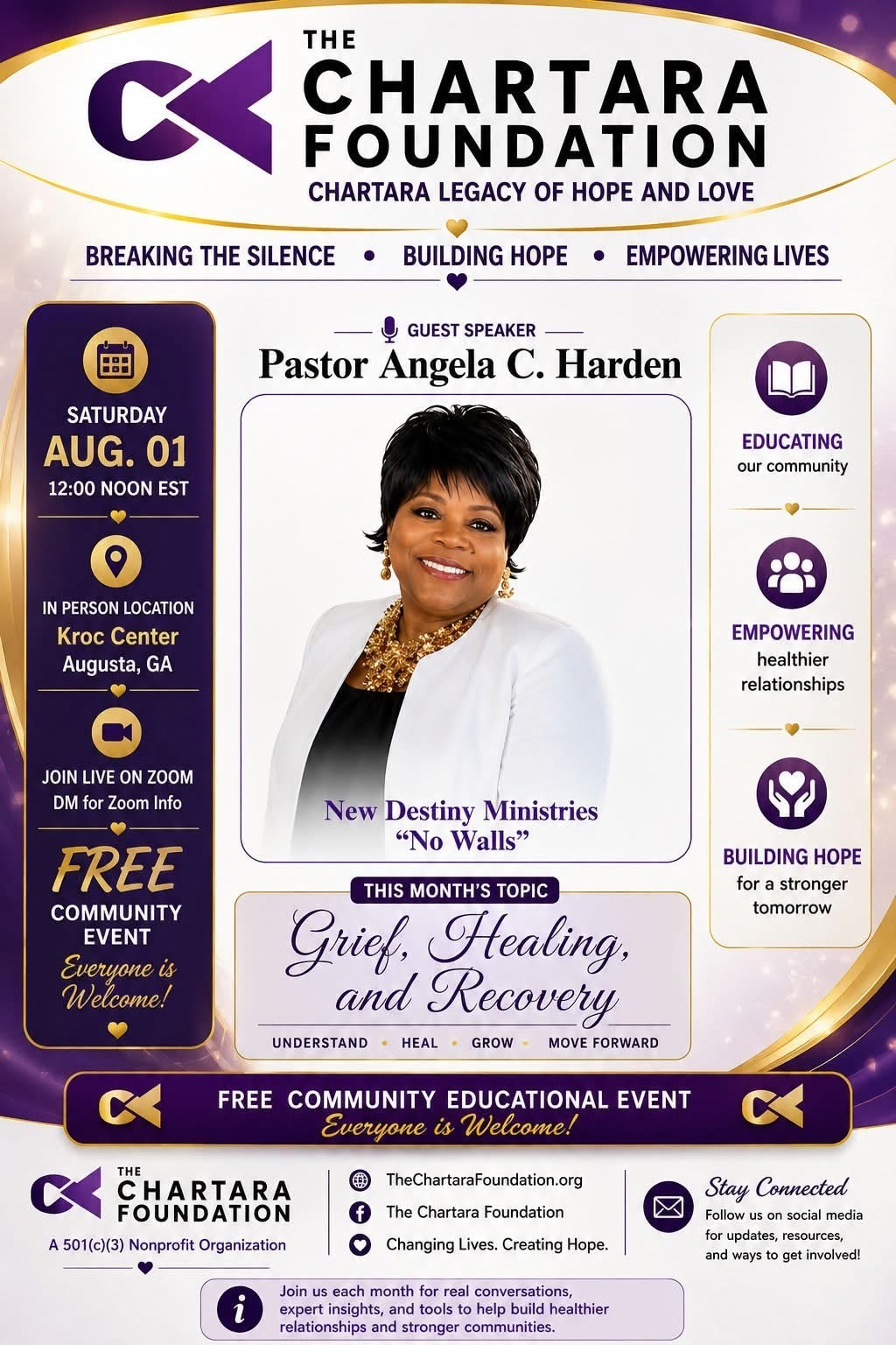 The Chartara Foundation Educational Event, Grief, Healing, and Recovery