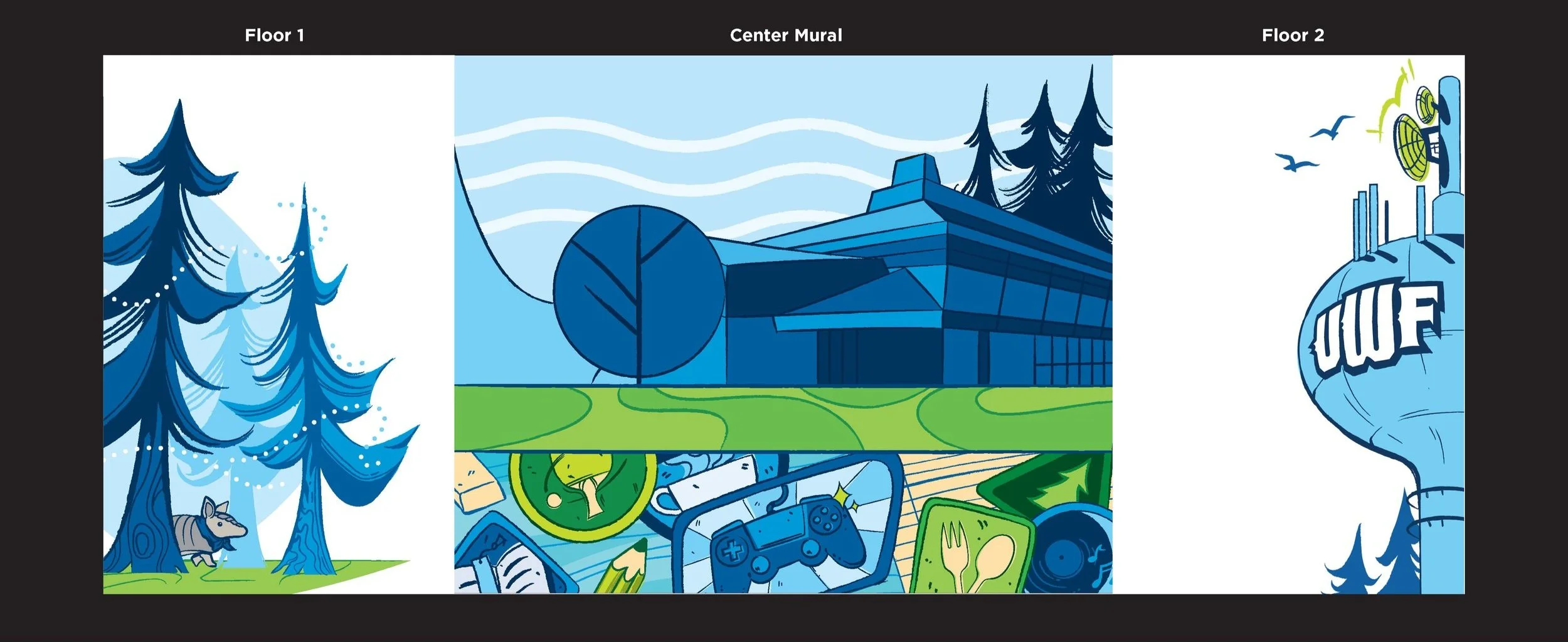 University Commons Stairwell: Full Color Illustration