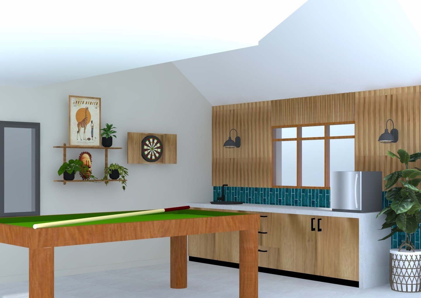 Creative Visuals for a indoor patio/games room.