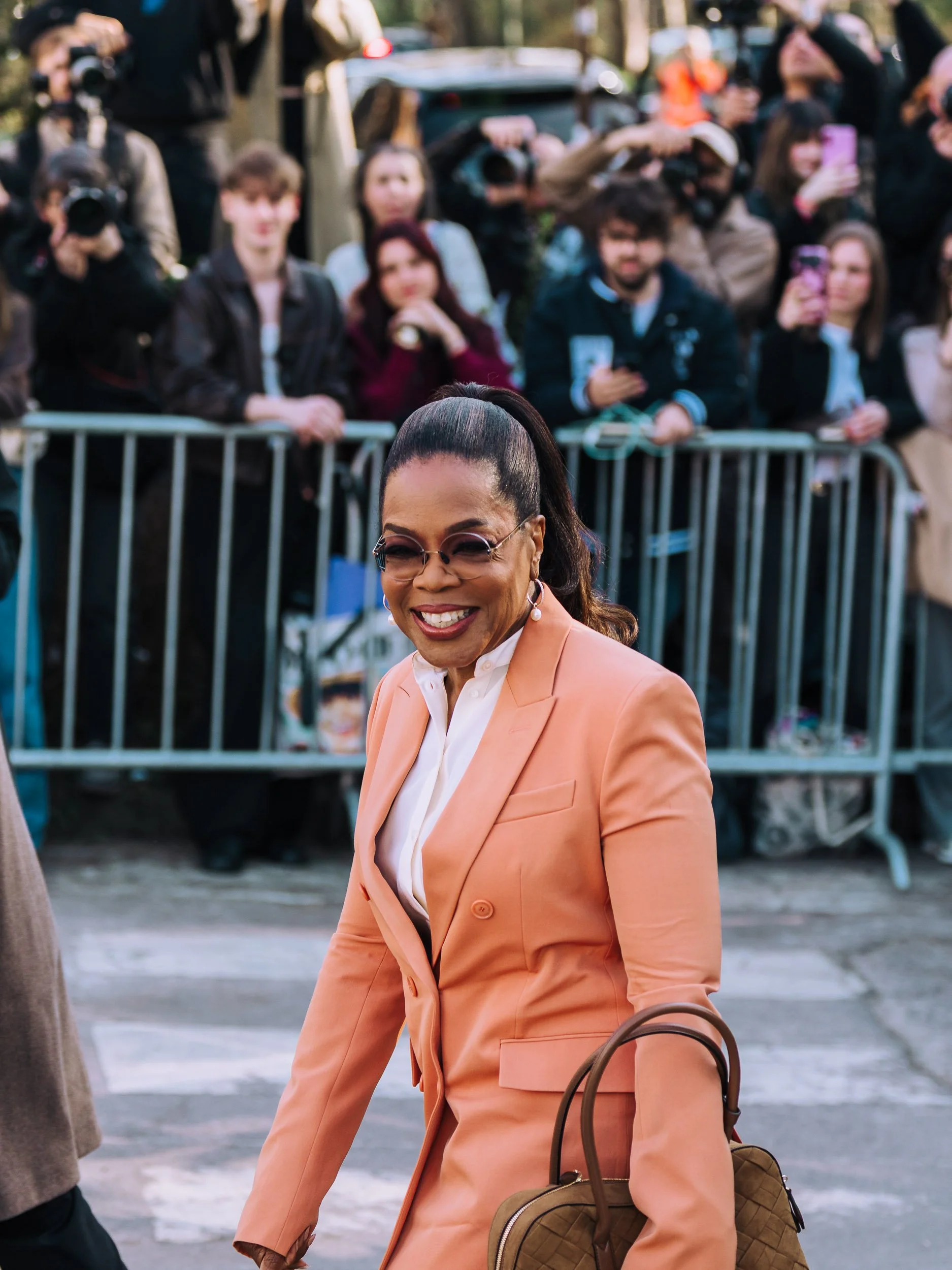 Oprah Winfrey arriving at Stella McCartney Fall Winter 2026 Fashion Week photographed by Kyle C Photography