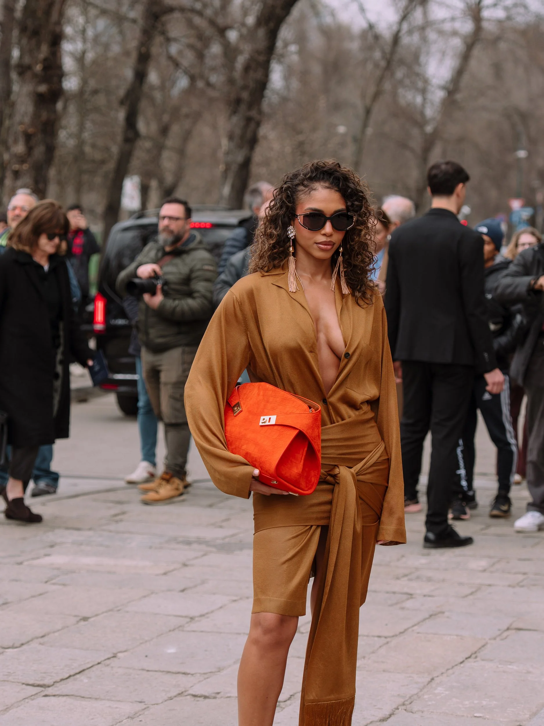 Lori Harvey arriving at Ferragamo Fall Winter 2026 Milan Fashion Week photographed by Kyle C Photography