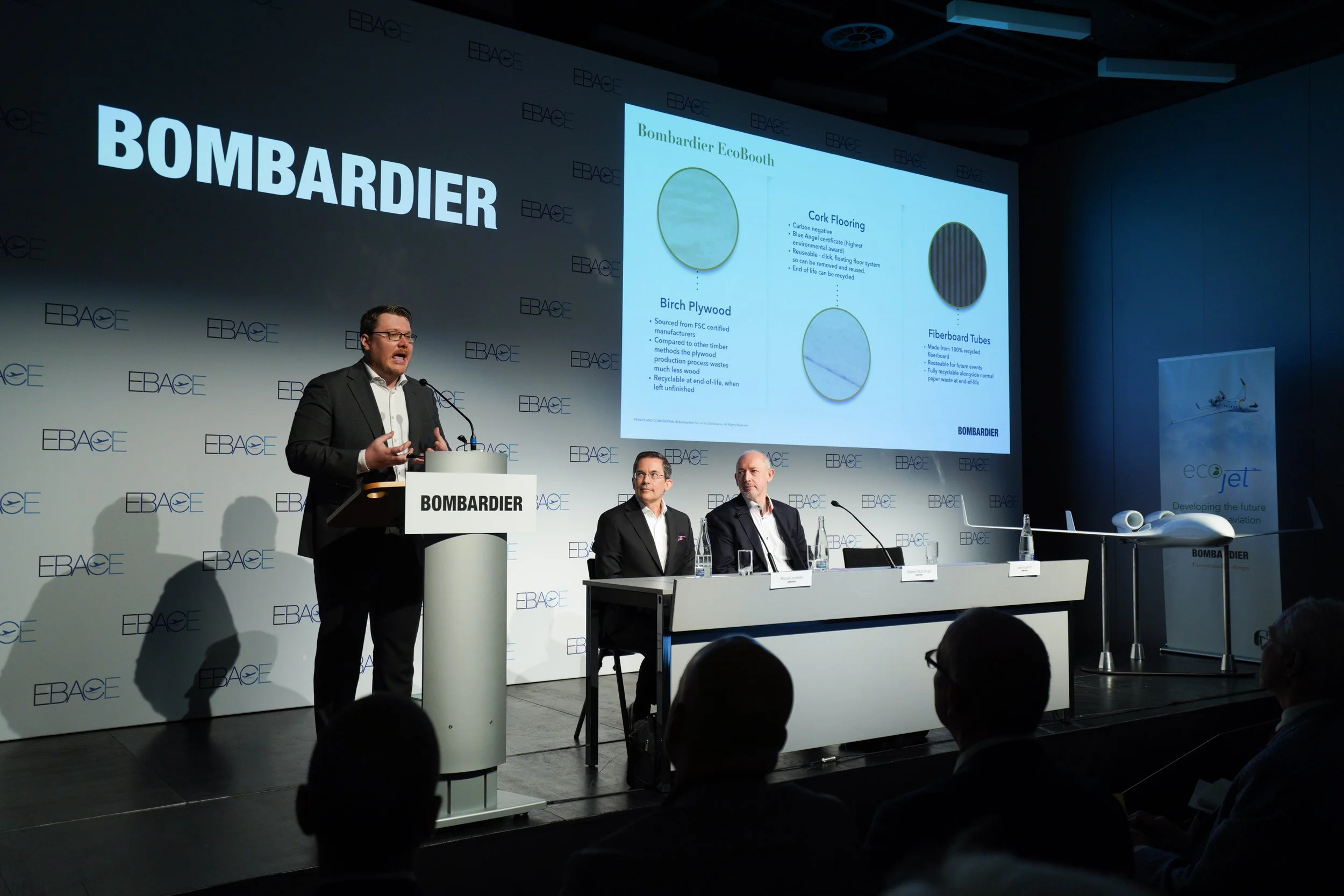 Mark Masluch, Senior Director, Communications opening the conference with a presenation about sustainability and the EcoBooth.