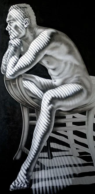 Realistic male oil paintings, Another Kind of Warrior,  by Pamela Frankel Fiedler.  www.frankelfiedler.com