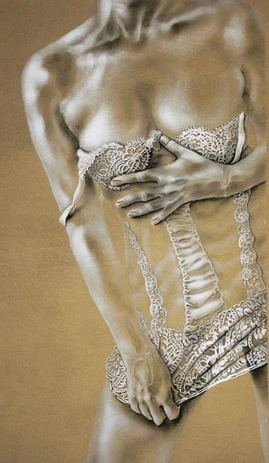 Classic soft pastel and bronze pigment, For a Brief Moment, by Pamela Frankel Fiedler.  www.frankelfiedler.com