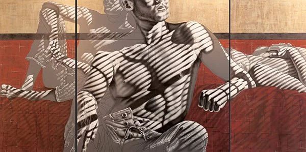 Oil, cold wax and graphite triptych painting, vy Pamela Frankel Fiedler.  www.frankelfiedler.com